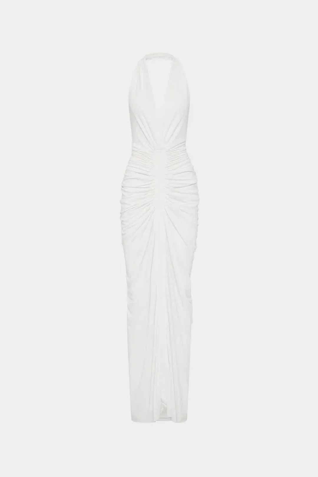 Misha Collection The Venus Gathered Cupro Maxi Dress Ivory Size 6 for rent on The Volte - main image
