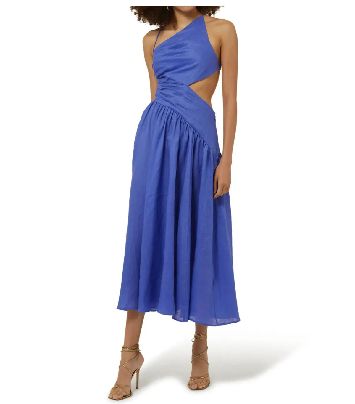 Zimmermann Tropicana Asymmetric Midi Dress in Electric Blue Size 1 / AU 10 - Image 1