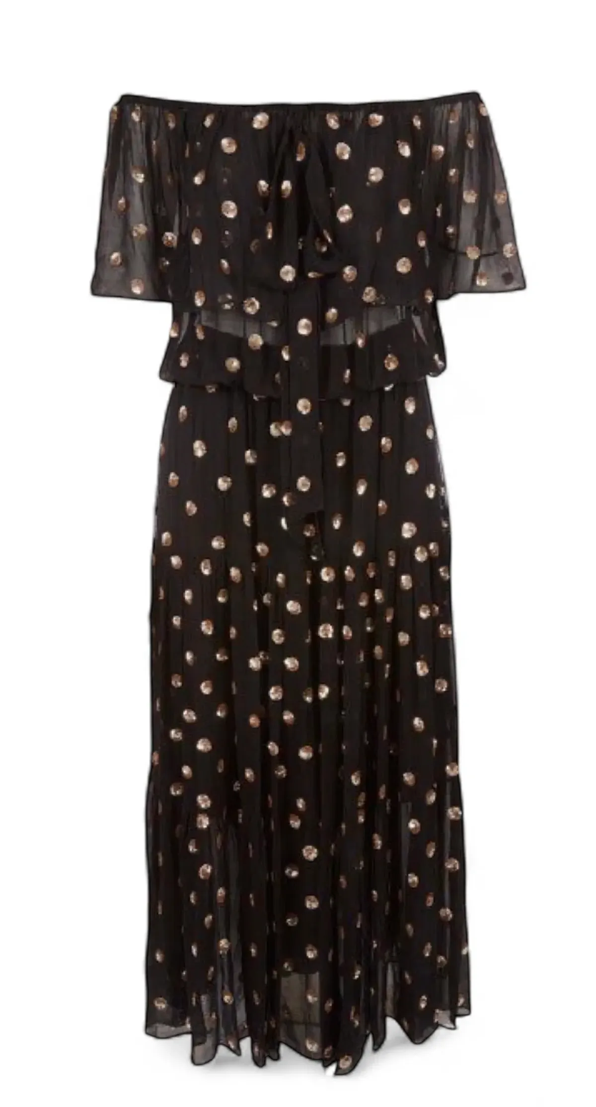 TEMPERLEY LONDON Jolie Sequin Embellished Georgette Maxi Dress Black, Size 8 - Image 14
