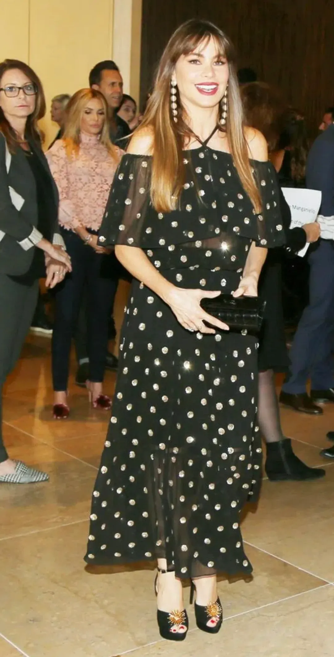 TEMPERLEY LONDON Jolie Sequin Embellished Georgette Maxi Dress Black, Size 8 for rent on The Volte - main image