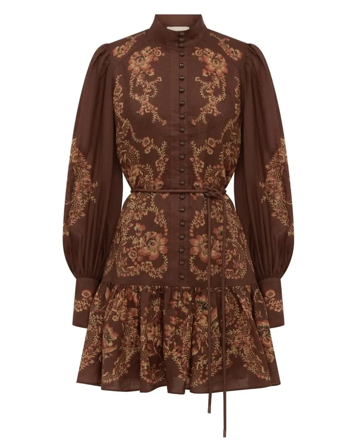 Alemais Seraphina Mini Dress Brown Print Size 10  - Image 3
