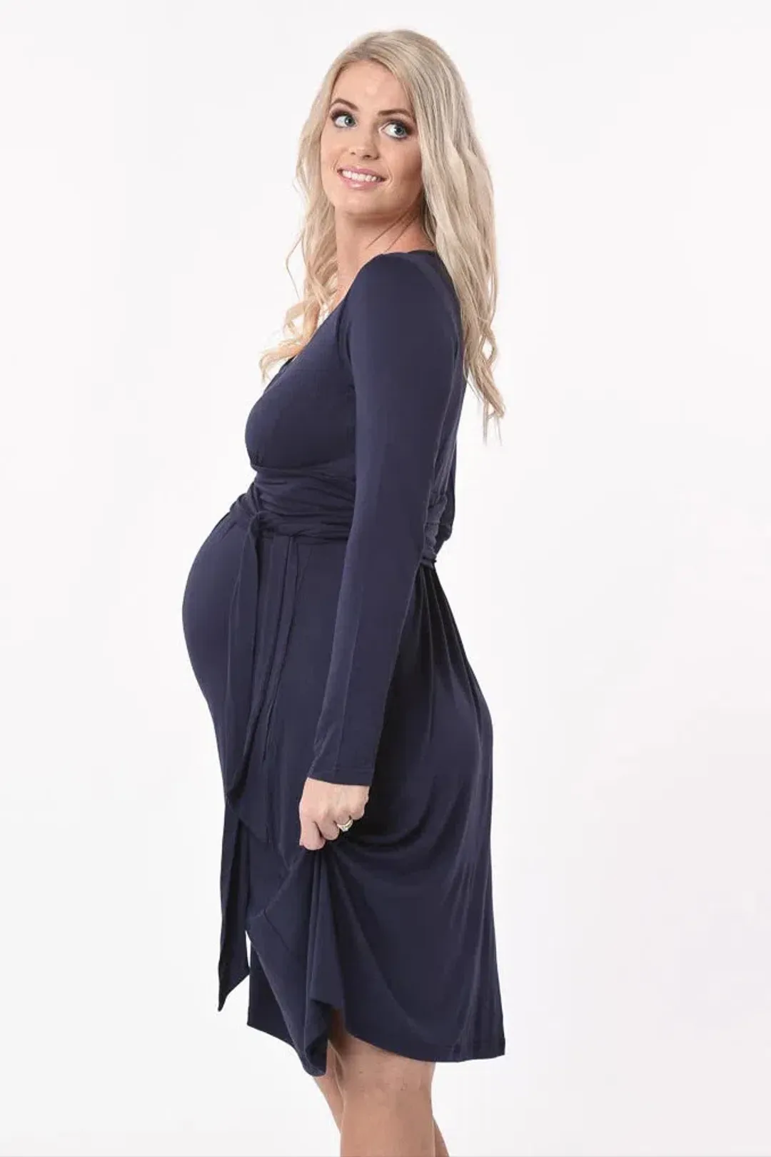 Meamama Navy Long Sleeve Bella Maternity Dress Navy Size 14 for rent on The Volte - main image