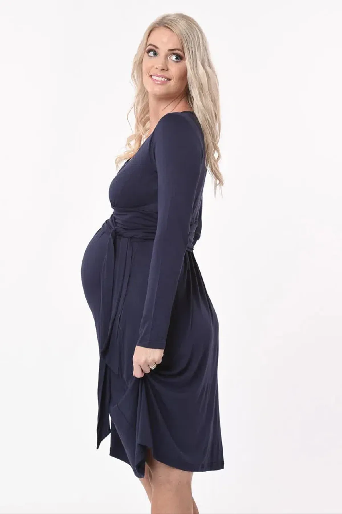 Meamama Navy Long Sleeve Bella Maternity Dress Navy Size 14 - Image 2