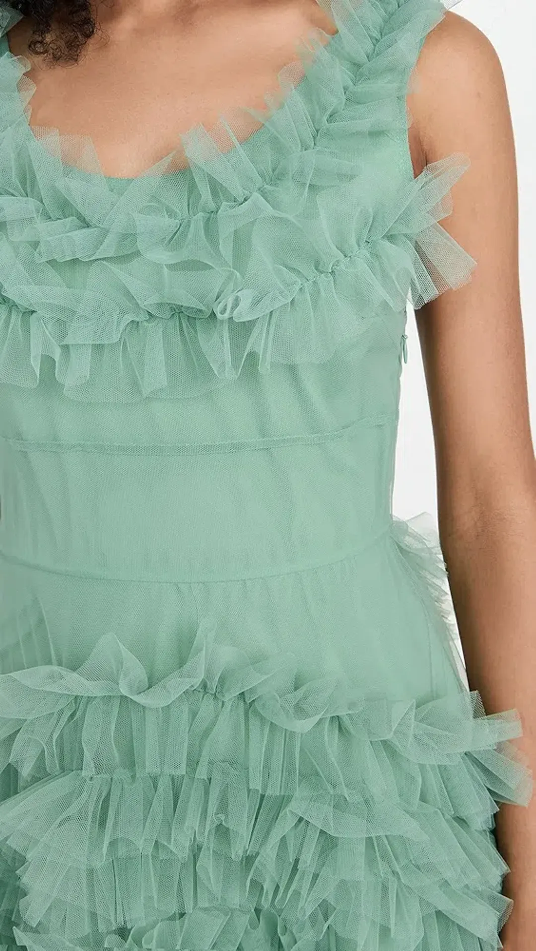 Molly Goddard Mertyl Tiered Ruffled Tulle Midi Dress Size 12 for rent on The Volte - main image