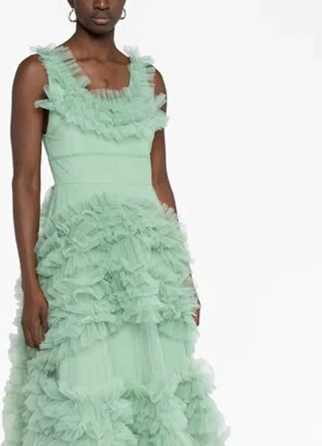 Molly Goddard Mertyl Tiered Ruffled Tulle Midi Dress Size 12 for rent on The Volte - main image