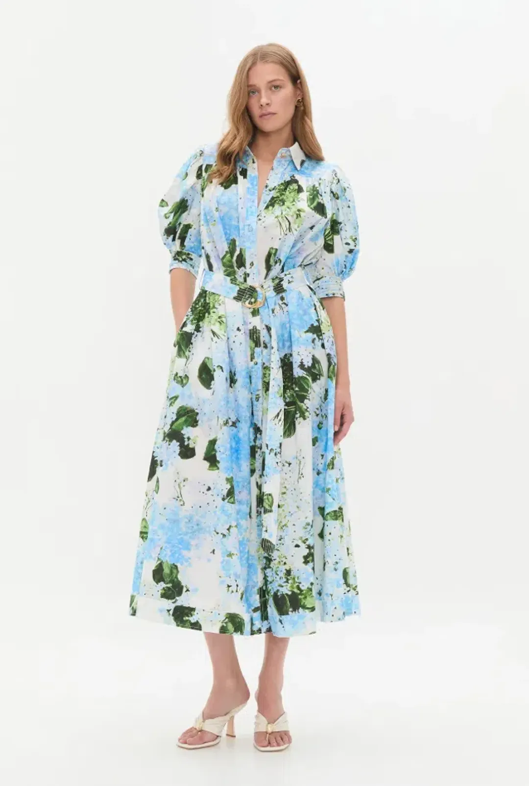 Aje Manifest Midi Dress Blue Multi Size 12 for rent on The Volte - main image