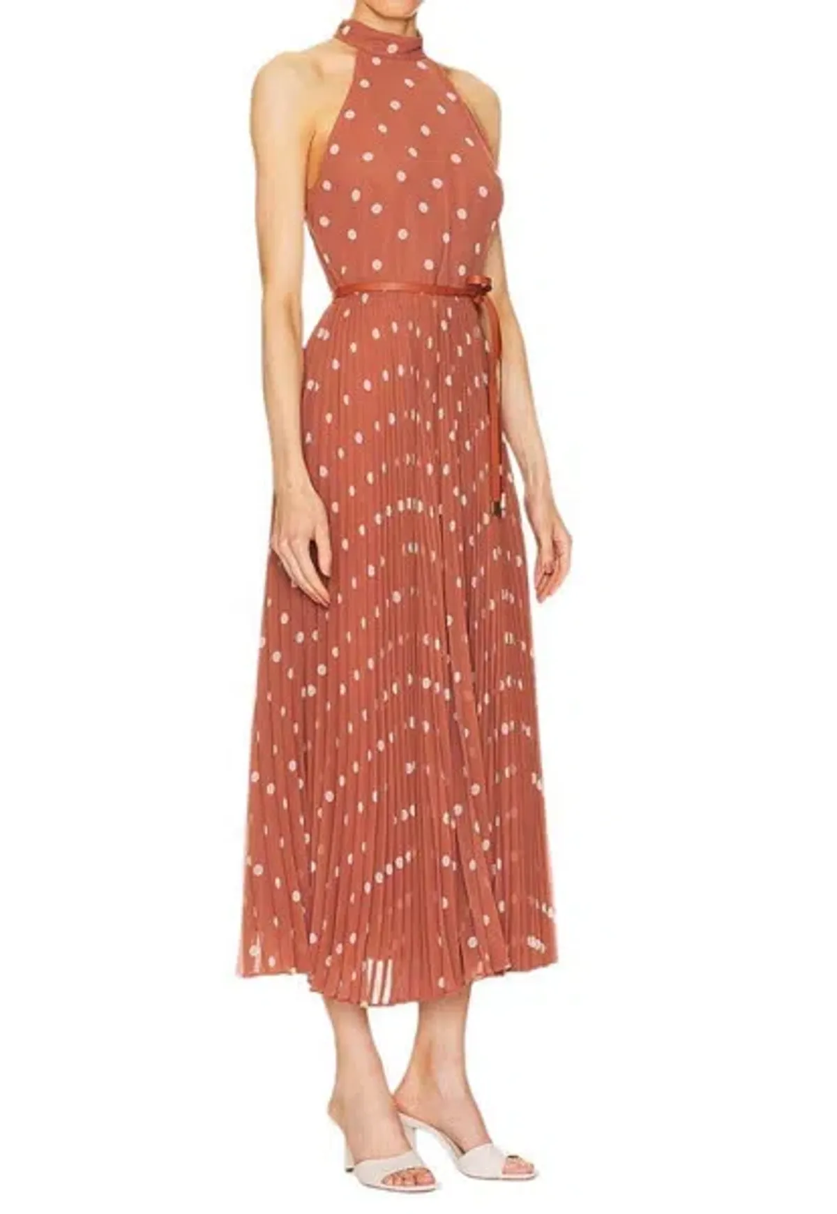 Zimmermann Sunray Picnic Dress Aragon/Cream Polka Dot, Leather Tie Belt Size 4/AU16 - Image 3