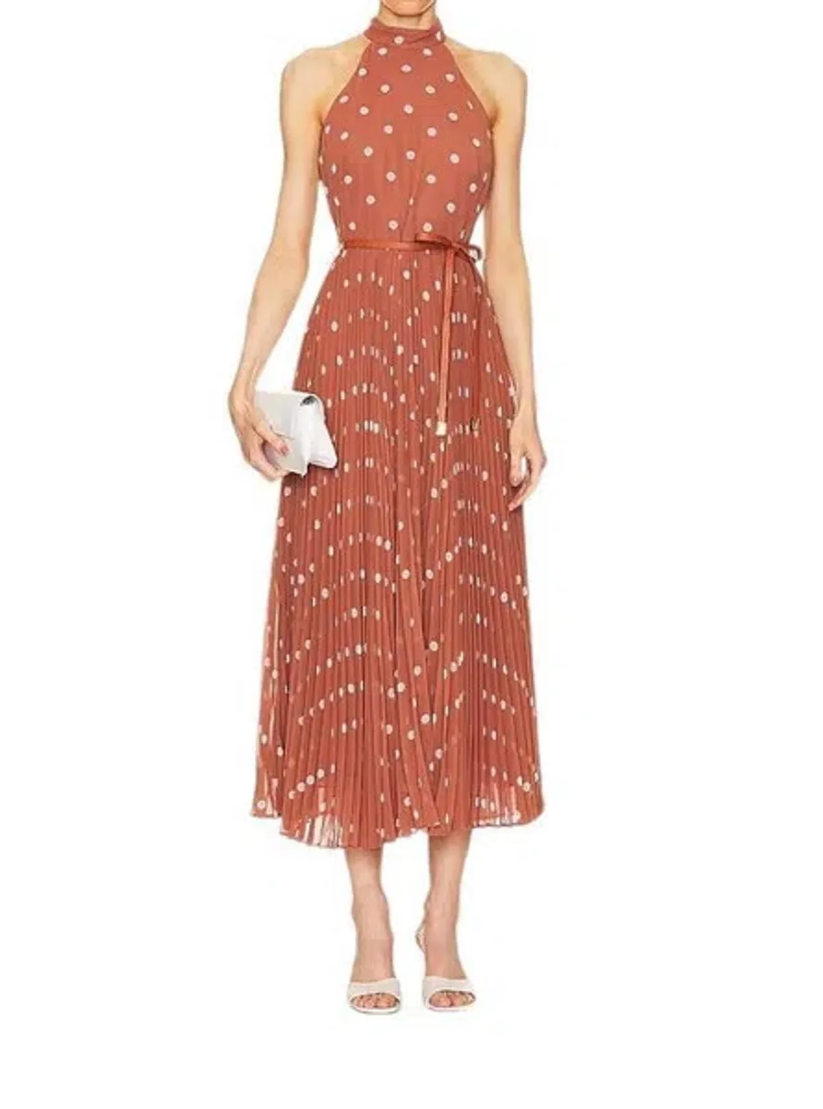 Zimmermann Sunray Picnic Dress Aragon/Cream Polka Dot, Leather Tie Belt Size 4/AU16 - Image 1