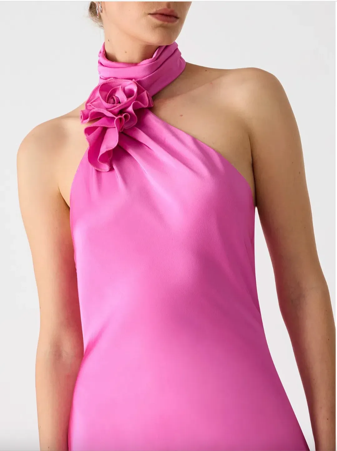 MISHA Teresa Rosette Detail Satin Gown Size 8 for rent on The Volte - main image