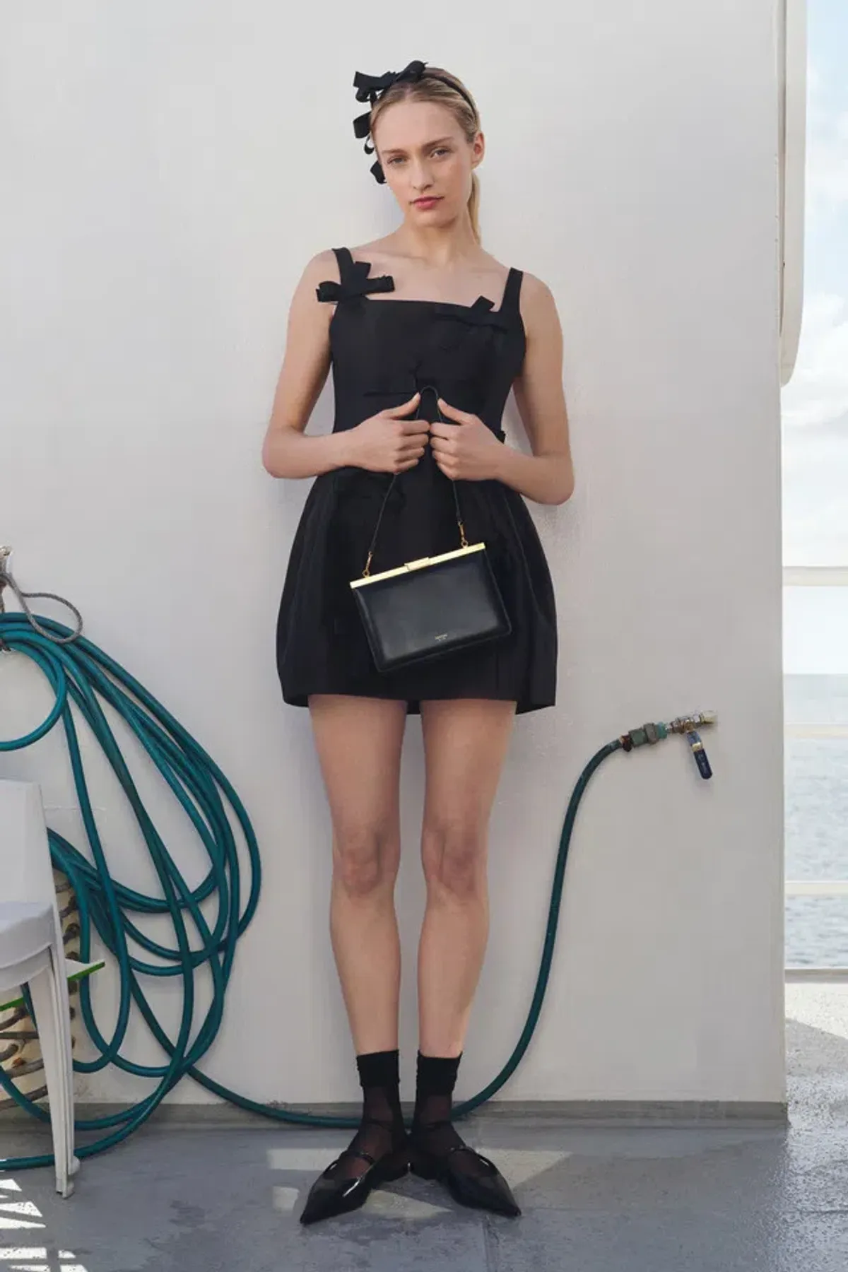 Oroton Bow Detail Mini Dress Black Size 10 - Image 1