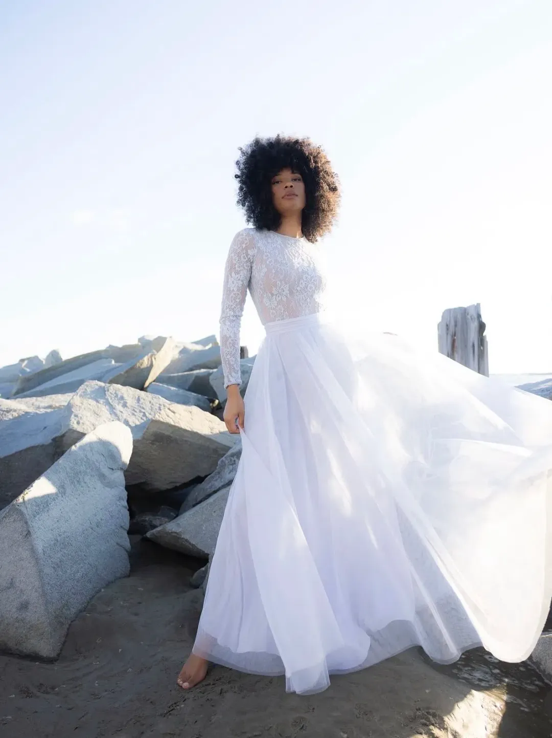 Zimmermann Long Sleeve Lace body suit & Skirt light blue for rent on The Volte - main image