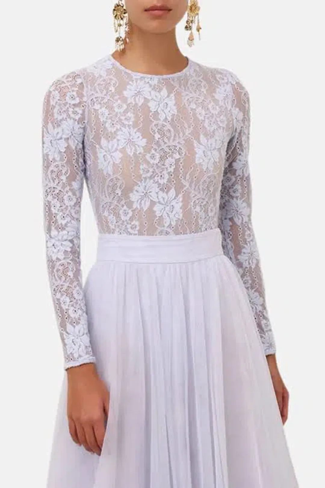 Zimmermann Long Sleeve Lace body suit & Skirt light blue for rent on The Volte - main image