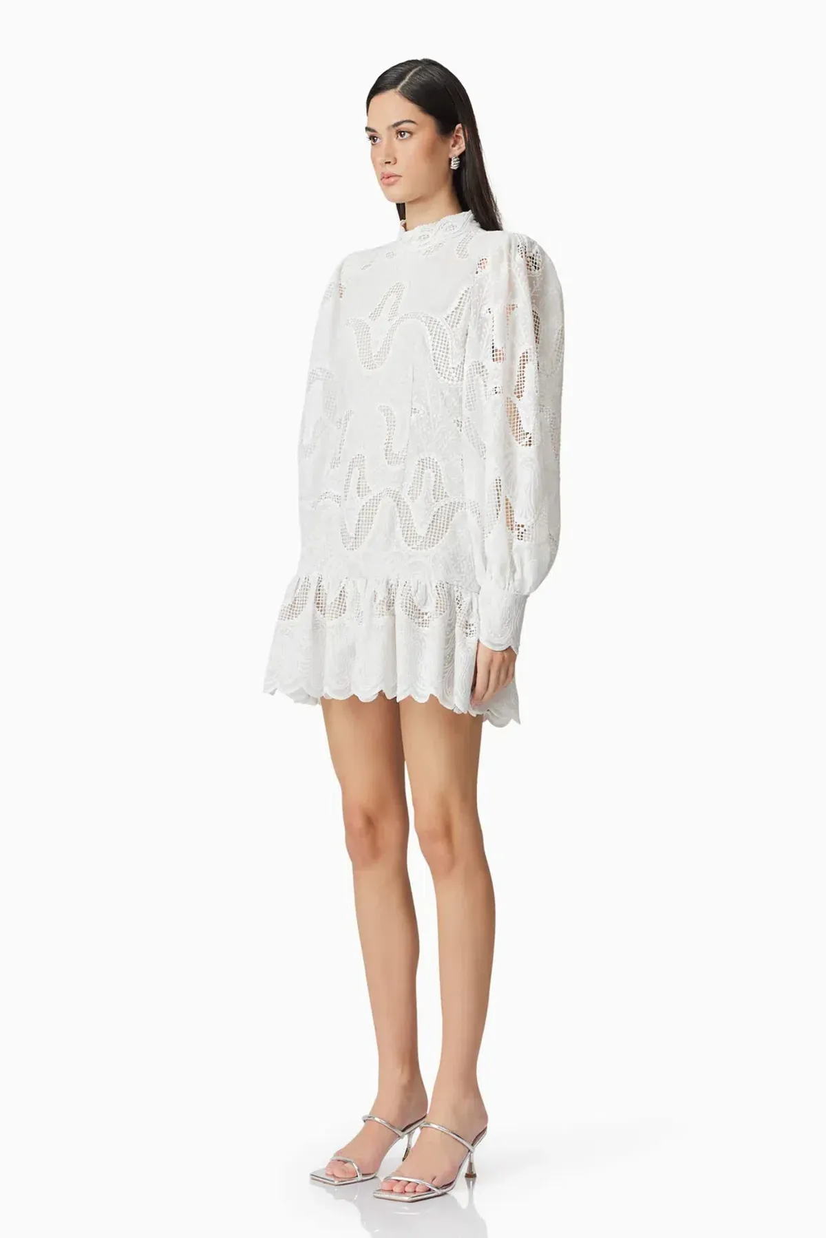 Elliatt Eliza Long Sleeve Mini Dress White Size 14 - Image 5