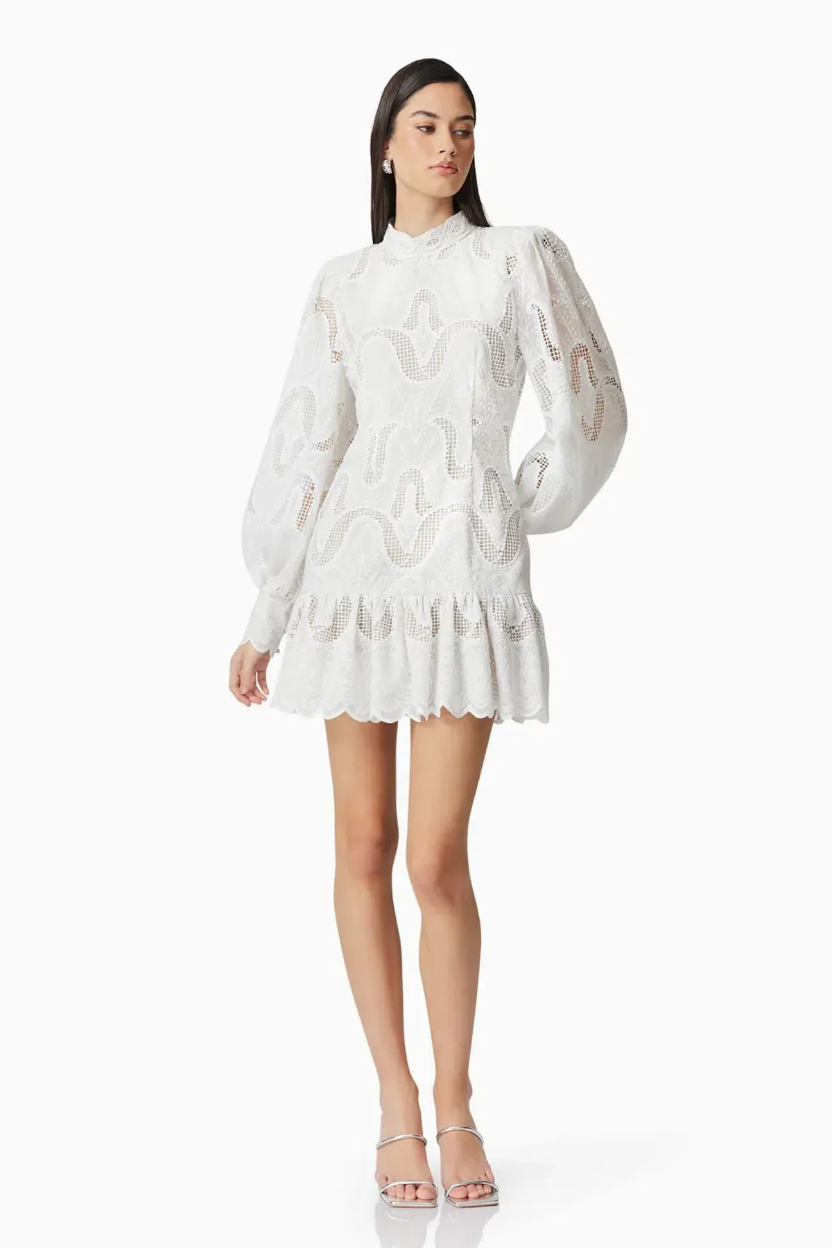 Elliatt Eliza Long Sleeve Mini Dress White Size 14 - Image 2