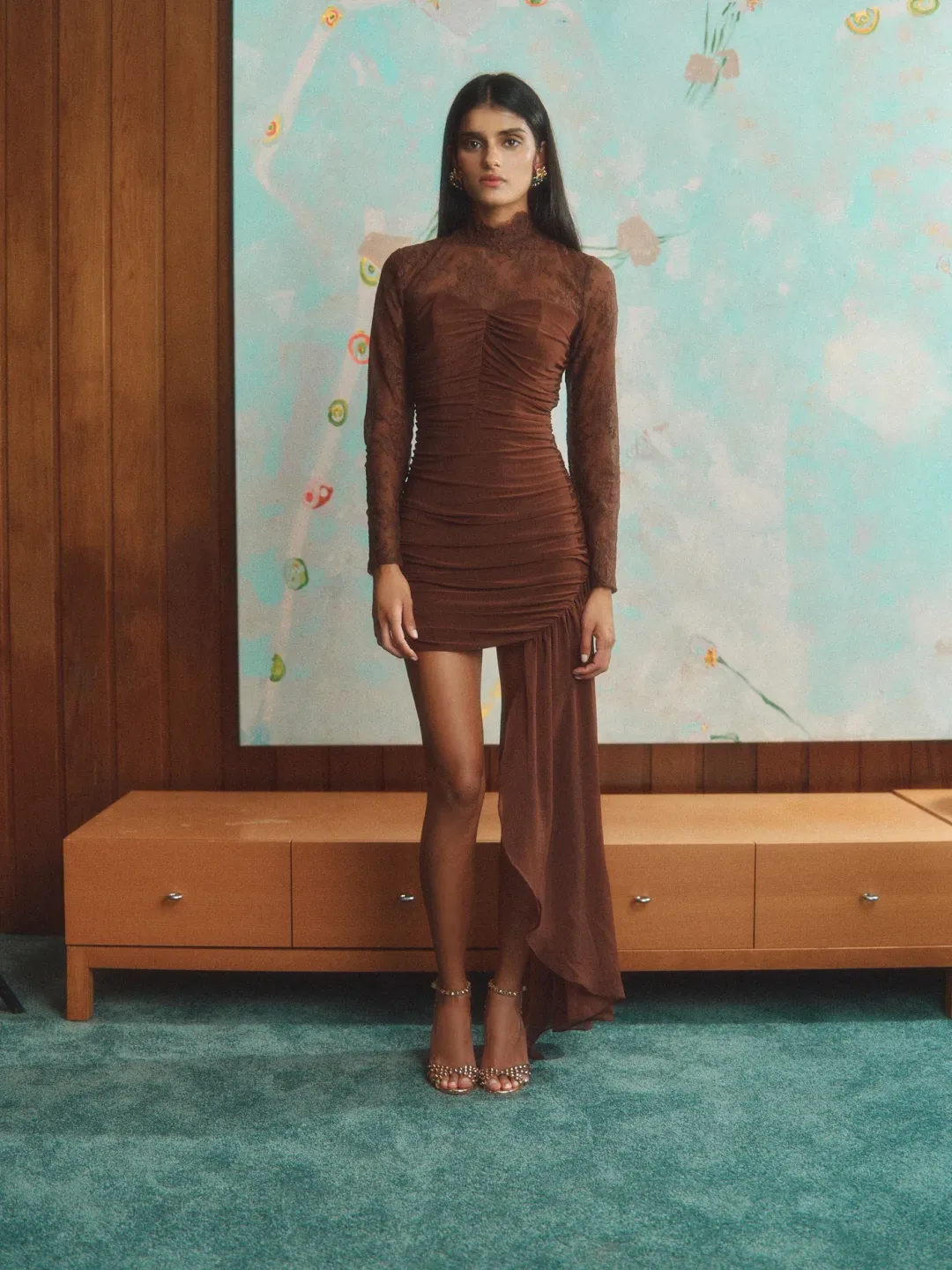 Sonya Moda Mariposa Dress Mini in Brown Size 10 for rent on The Volte - main image