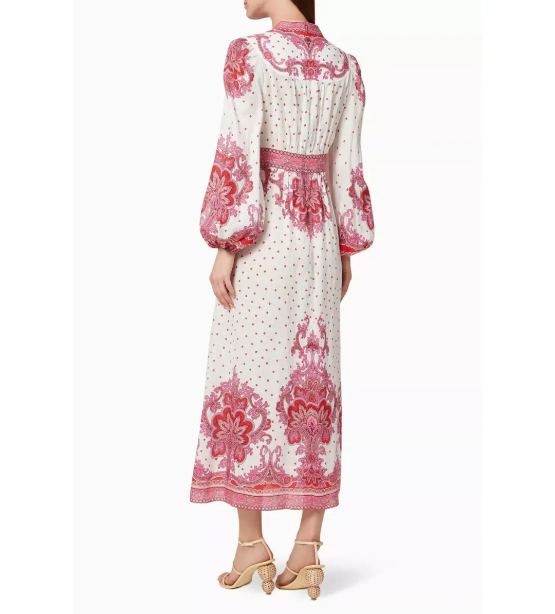 Zimmermann Bells Paisley Long Midi Dress Red Paisley Size 0 AU 8 for rent on The Volte - main image