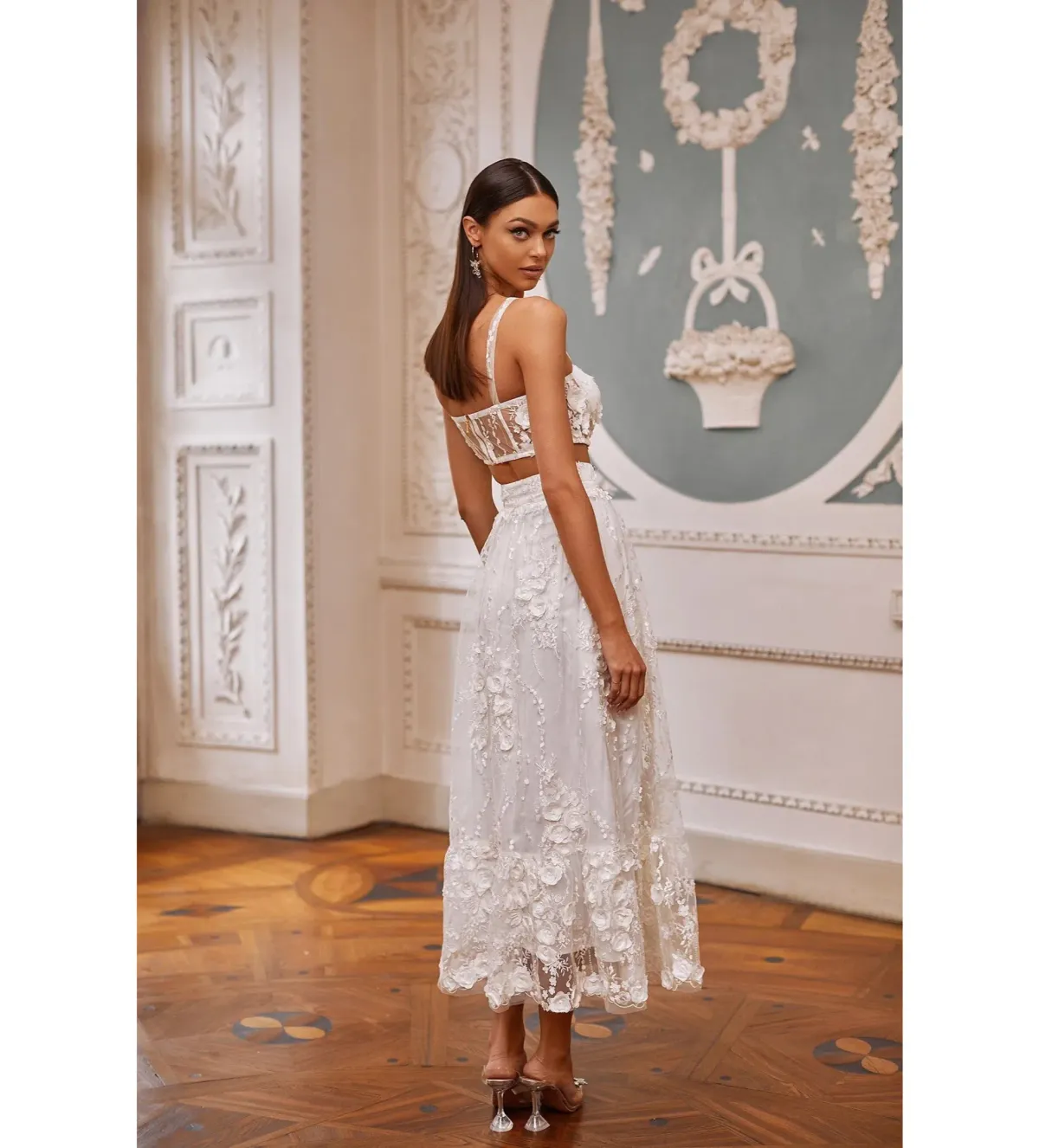 Alamour Aella Top and Midi Skirt Set White Size L AU 12 - Image 4