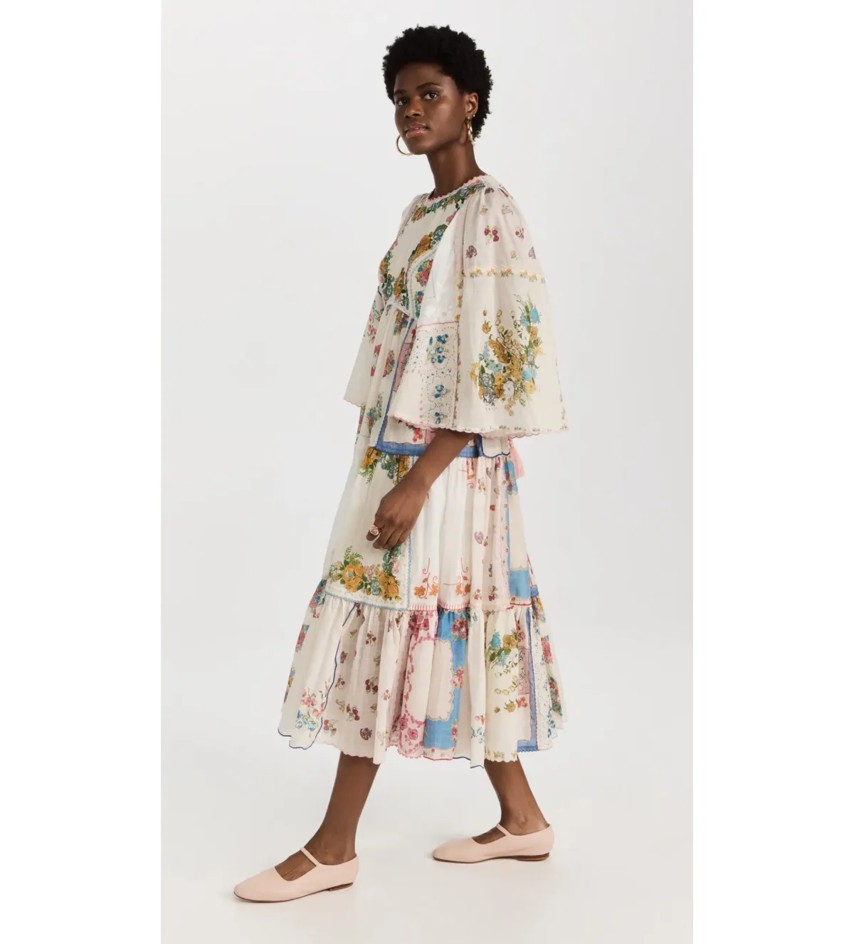 Zimmermann Clover Patched Midi Dress Multi Floral Size 1 AU 10 - Image 4