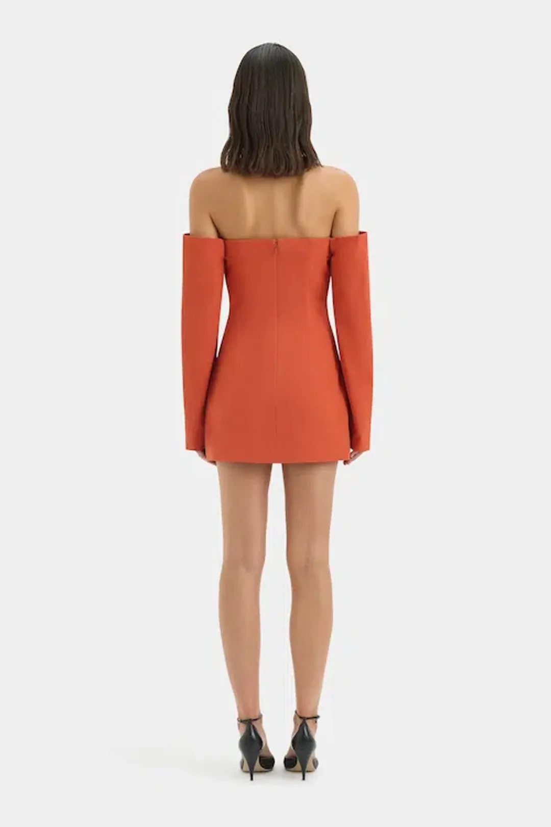 Sir The Label Rossana Off Shoulder Mini Dress Terracotta Size 3 / AU 12 for rent on The Volte - main image