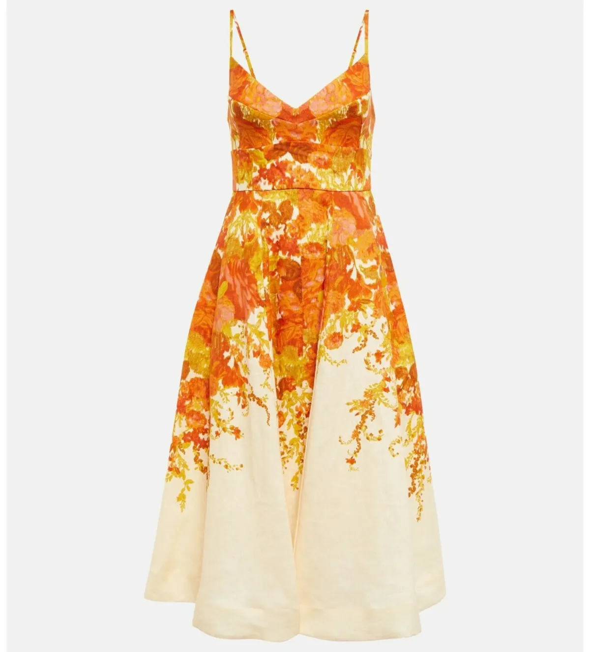 Zimmermann High Tide Picnic Linen Midi Dress Citrus Ikat Size 3 AU 14 - Image 7