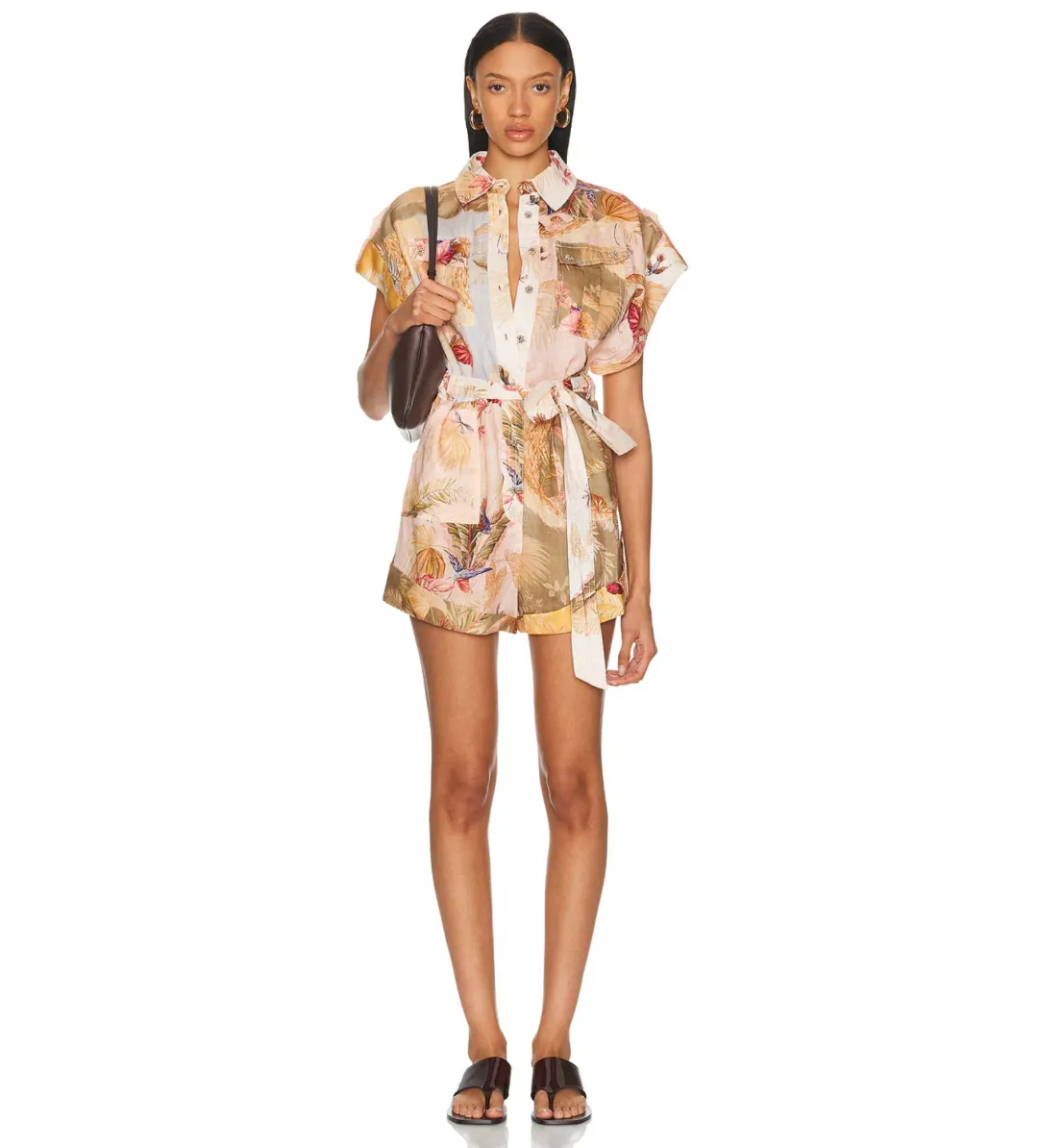 Zimmerman The Ascension Cuffed Playsuit in Spliced Size 2/Au 12  for rent on The Volte - main image