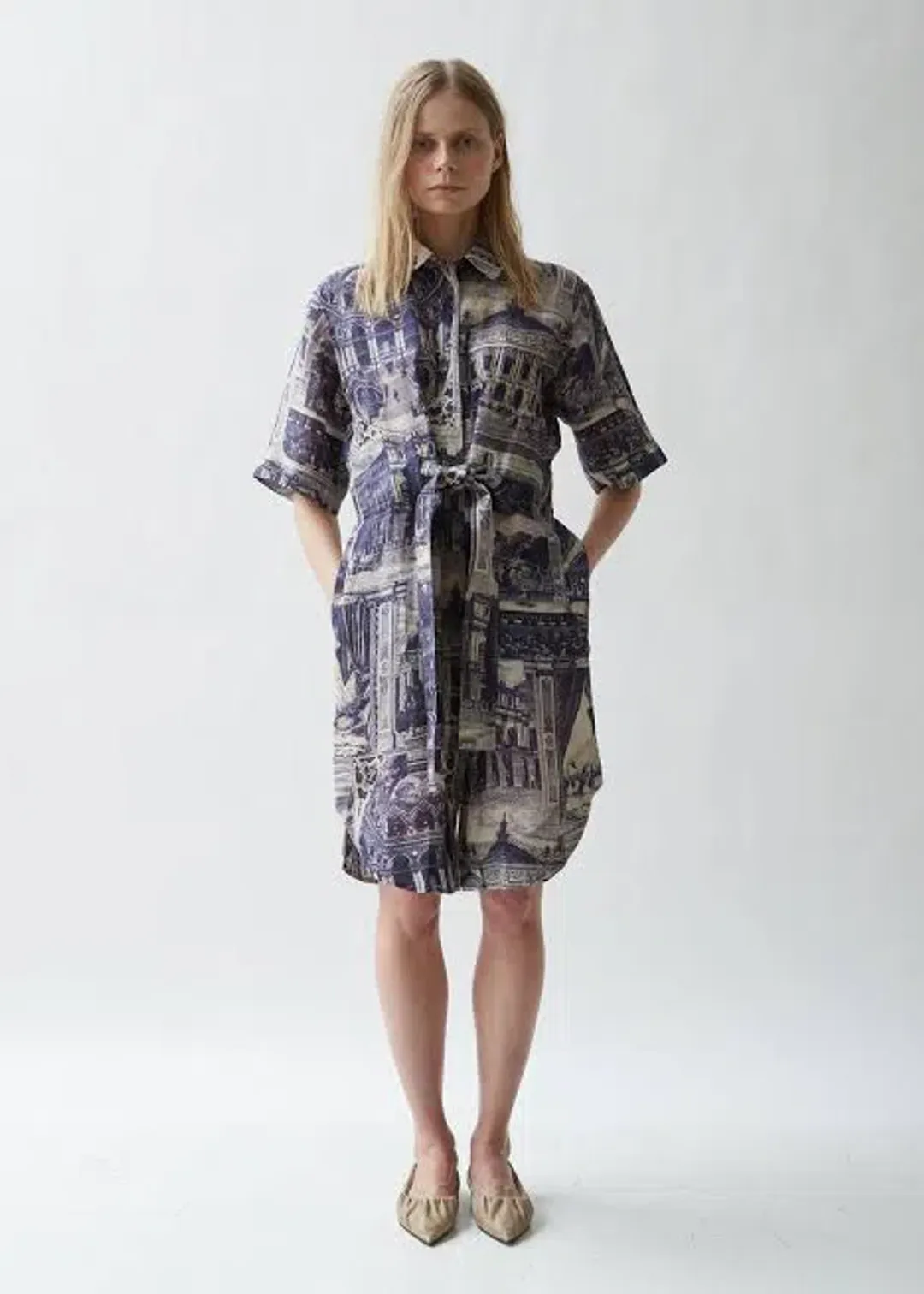 Acne Studios Della Theatre Print Linen Dress, Size 34 (AU 8) for rent on The Volte - main image