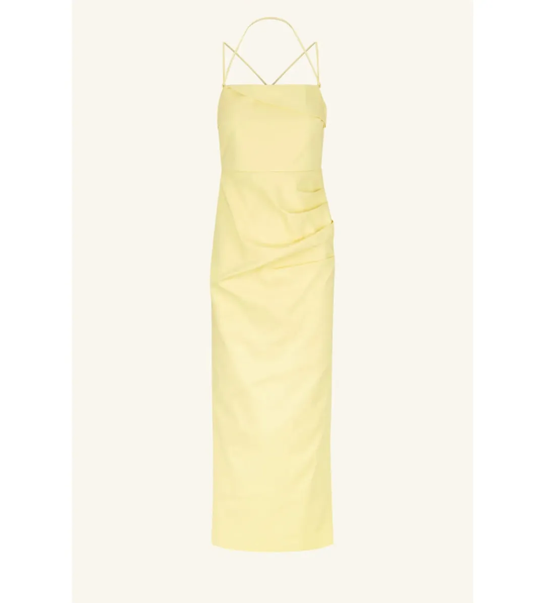 Shona Joy Lani Draped Cross Back Midi Dress Lemon Size AU 8 for rent on The Volte - main image