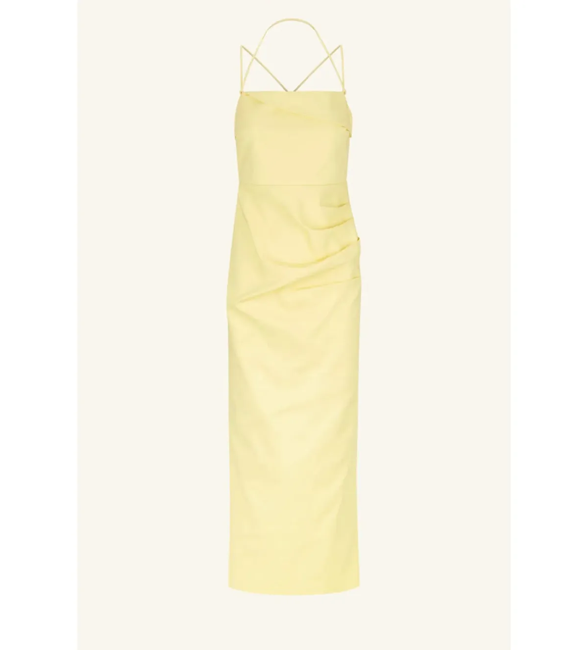 Shona Joy Lani Draped Cross Back Midi Dress Lemon Size AU 8 - Image 6