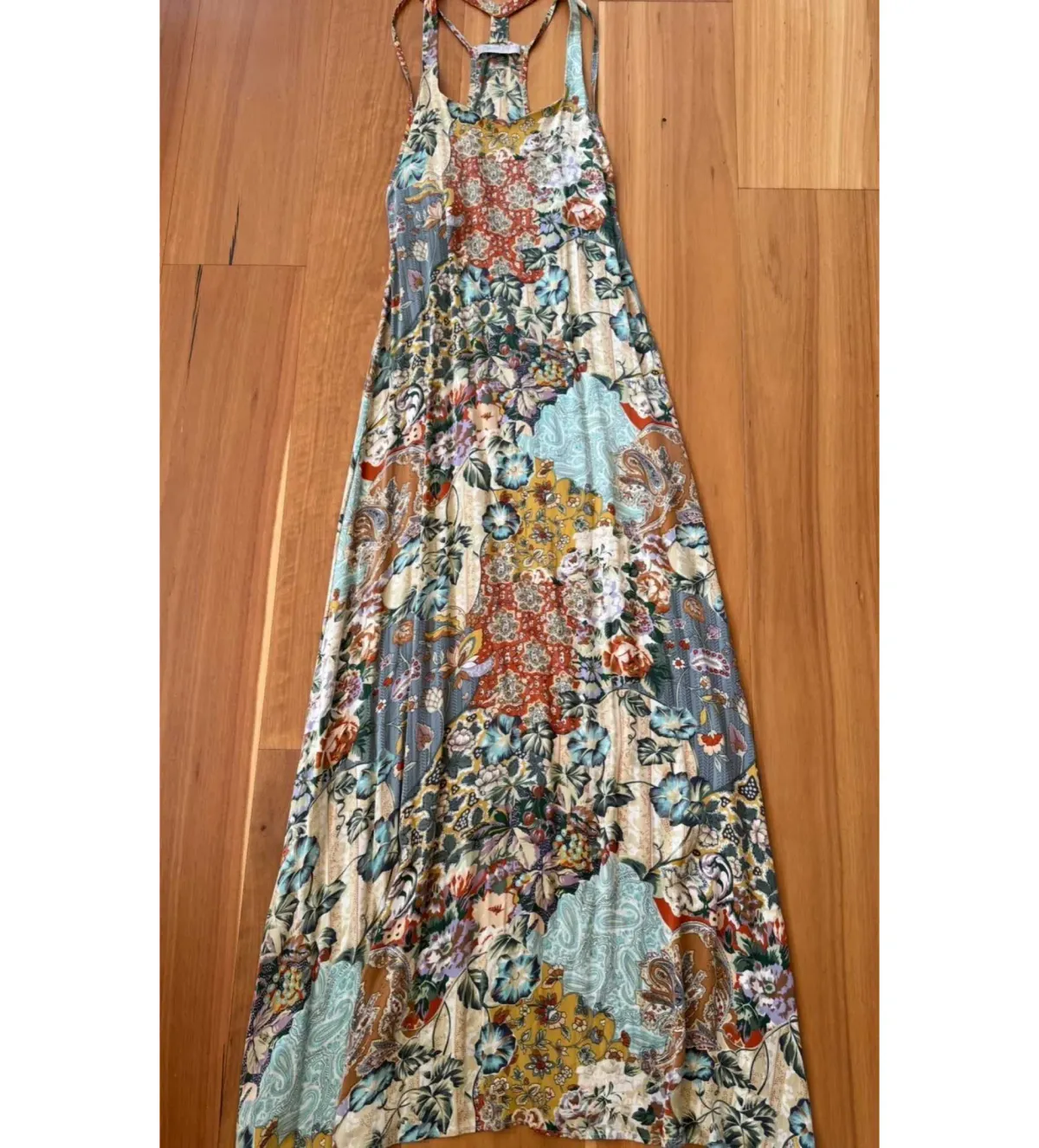 Marnie Skillings Bohemian Silk Maxi Dress Multi Floral Size S AU 8 - Image 1