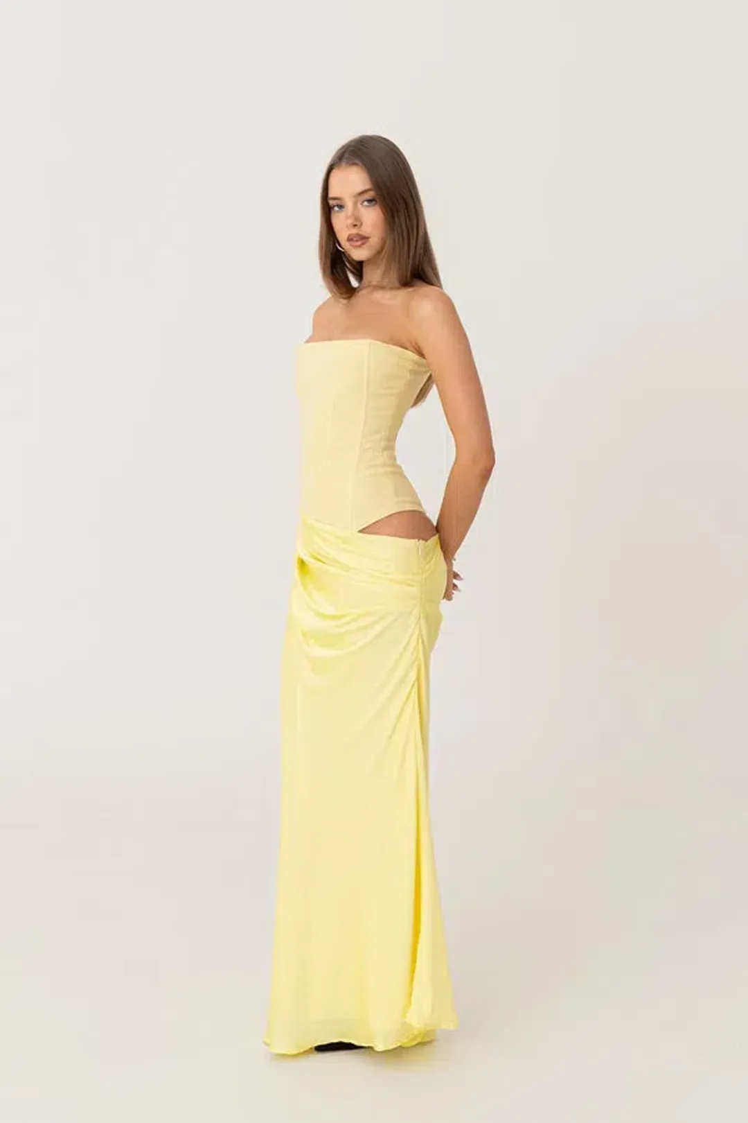 HNTR The Label Huxley Maxi Gown Lemon Size S / AU 8 for rent on The Volte - main image