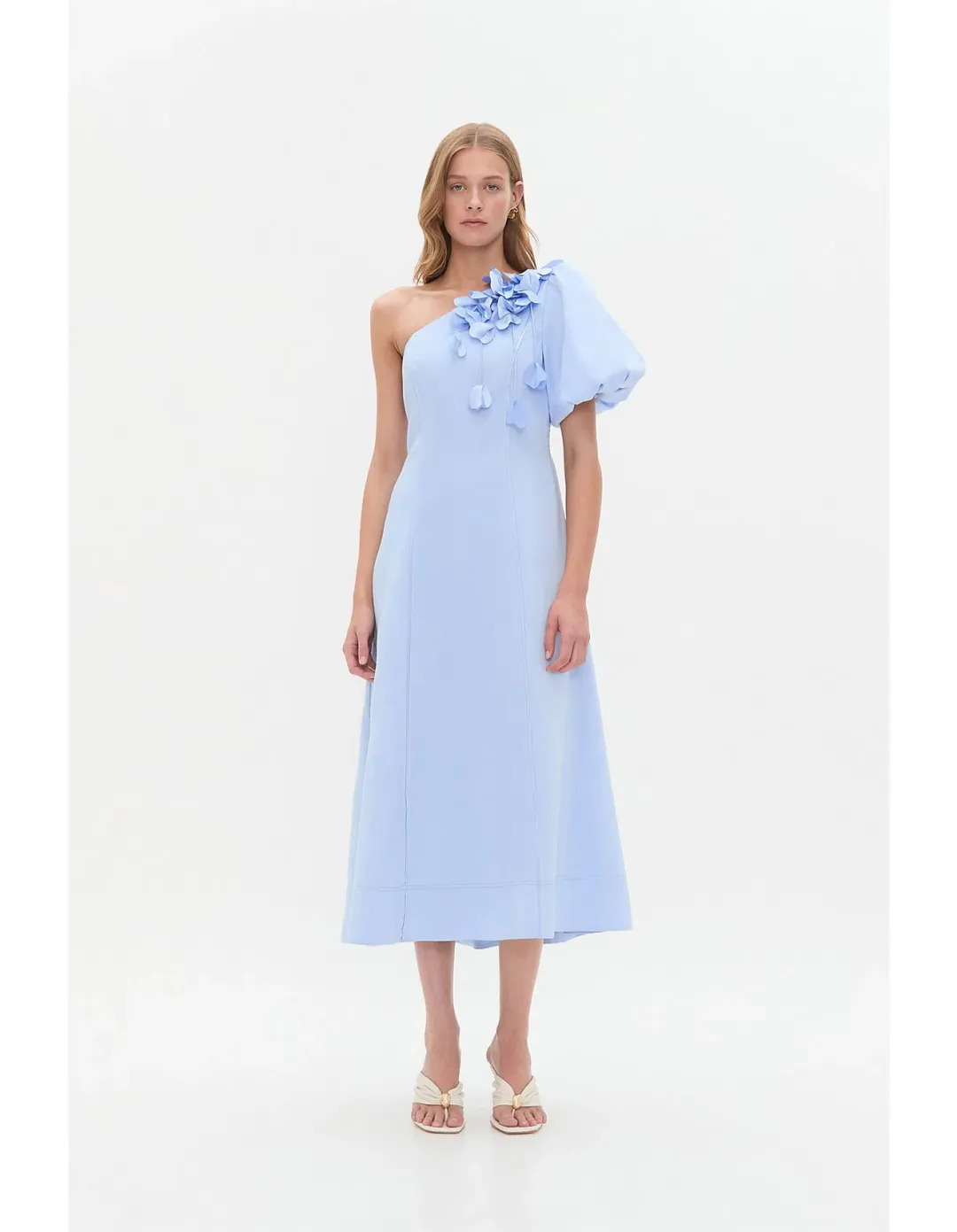 Aje Camille Midi Dress in Pale Blue Size AU 10 for rent on The Volte - main image