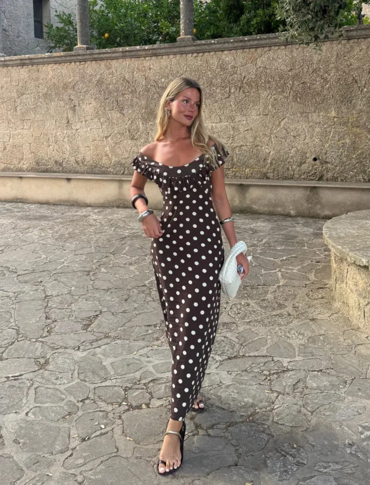 Design by Si Luna Dress Brown/White Print Size M/L - Image 2