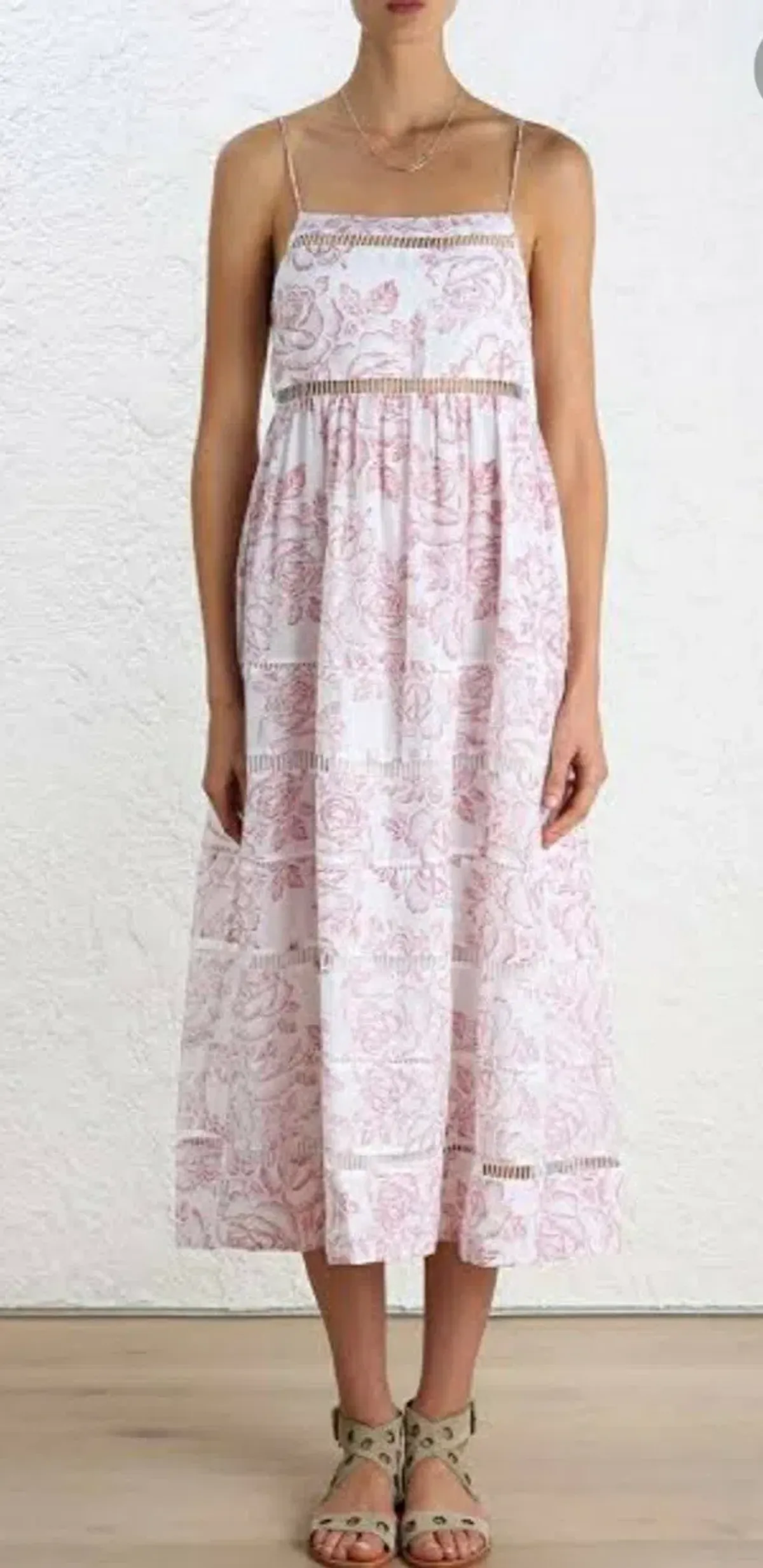 Zimmermann Roza Ladder Picnic Midi Dress Print Size 0 / AU 8 - Image 1