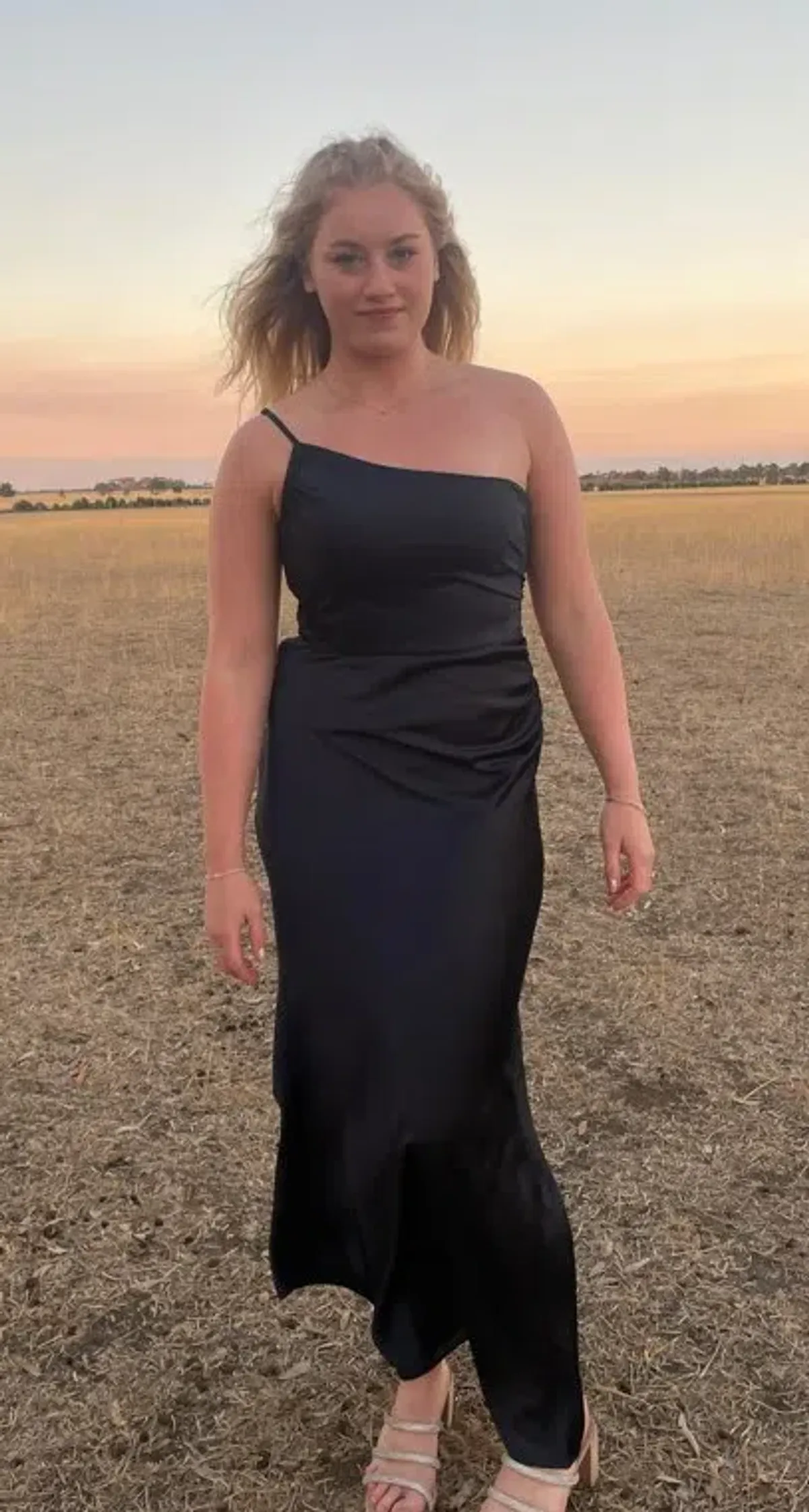 Forever New Navy One Shoulder Satin Maxi Dress - Image 2