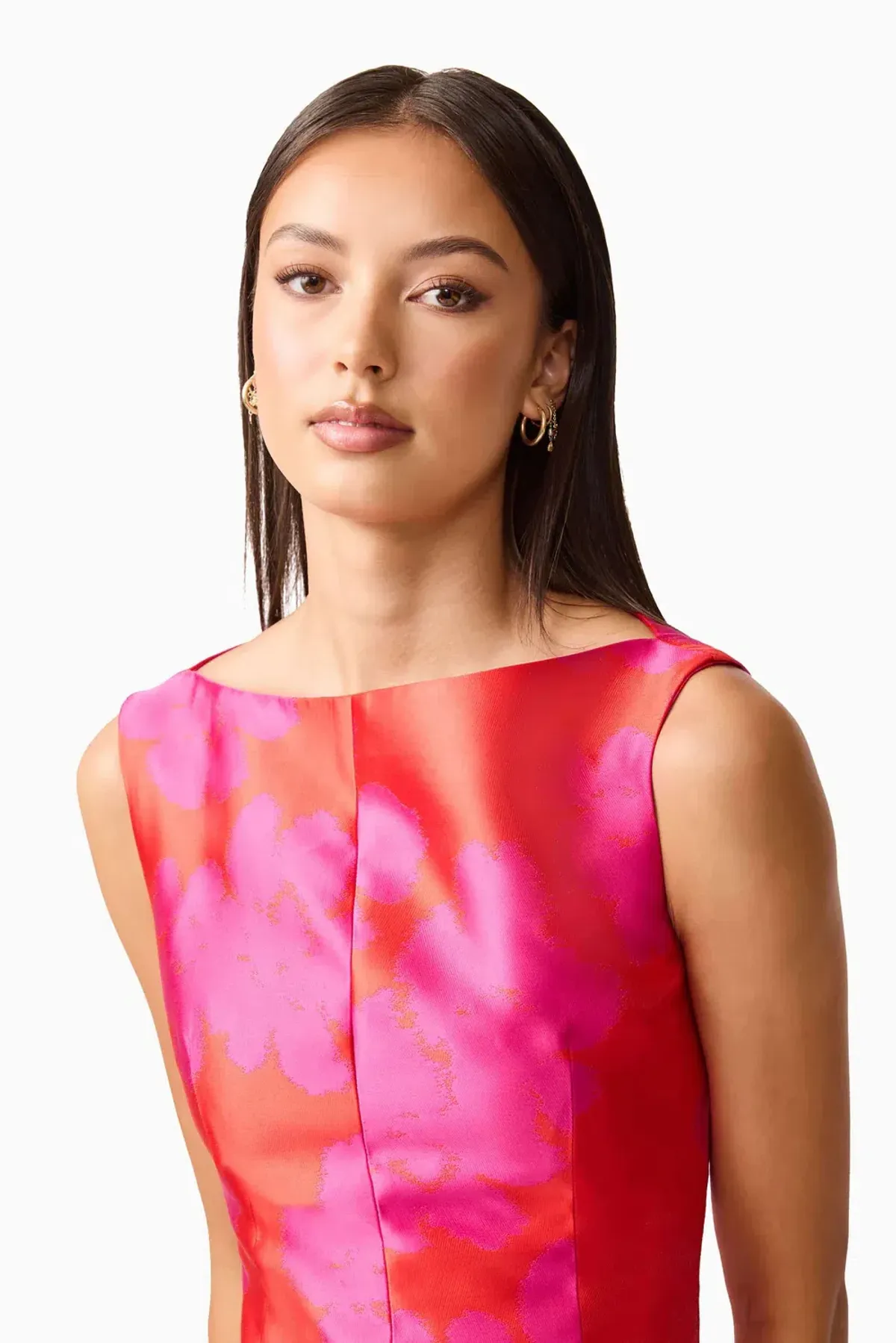 Elliat - Eloise A-Line Midi Dress in Pink & Red - Size 12 - Image 4