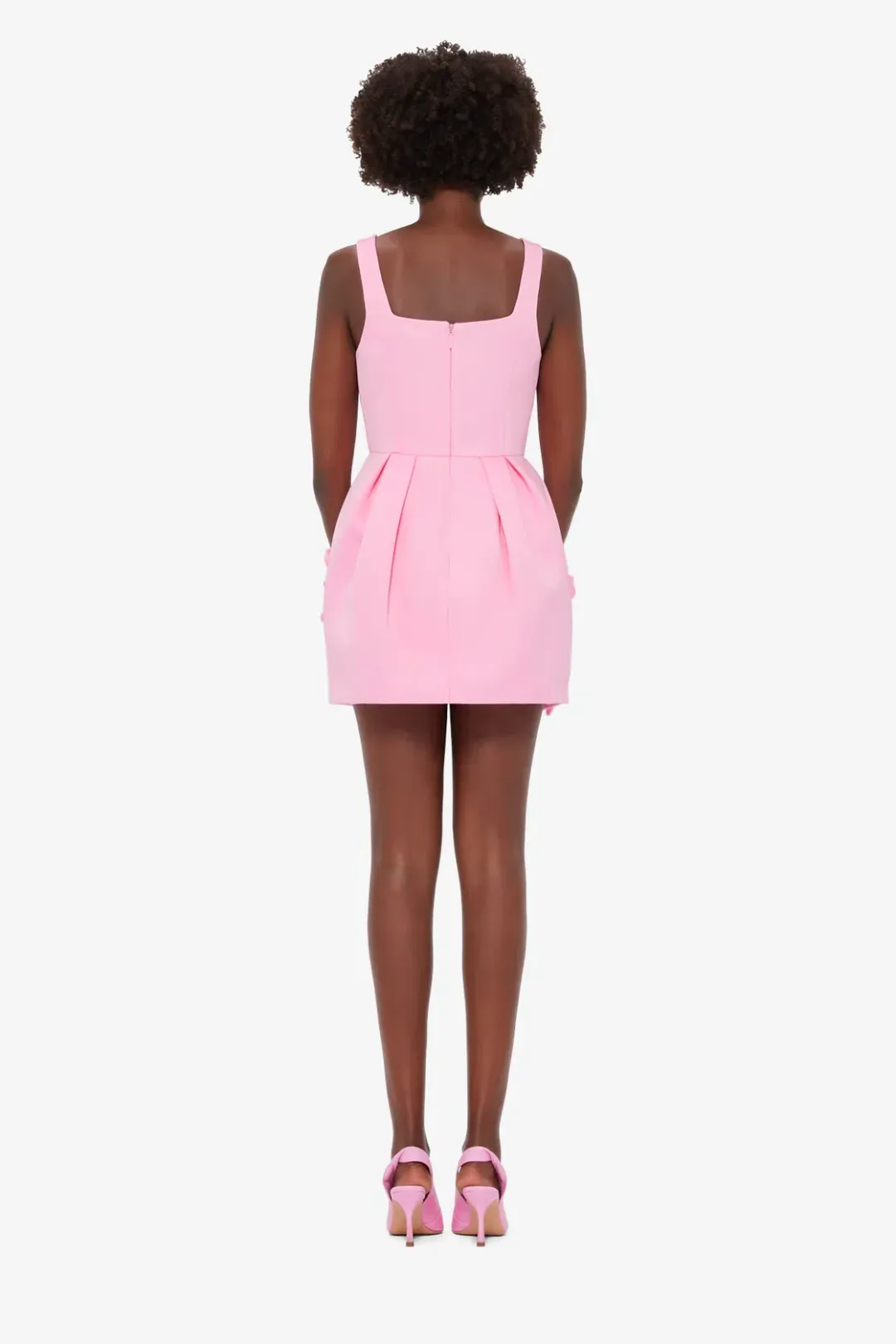 Leo Lin Pip Floral Appliqué Bell Shape Mini Dress Baby Pink Size 8 for rent on The Volte - main image