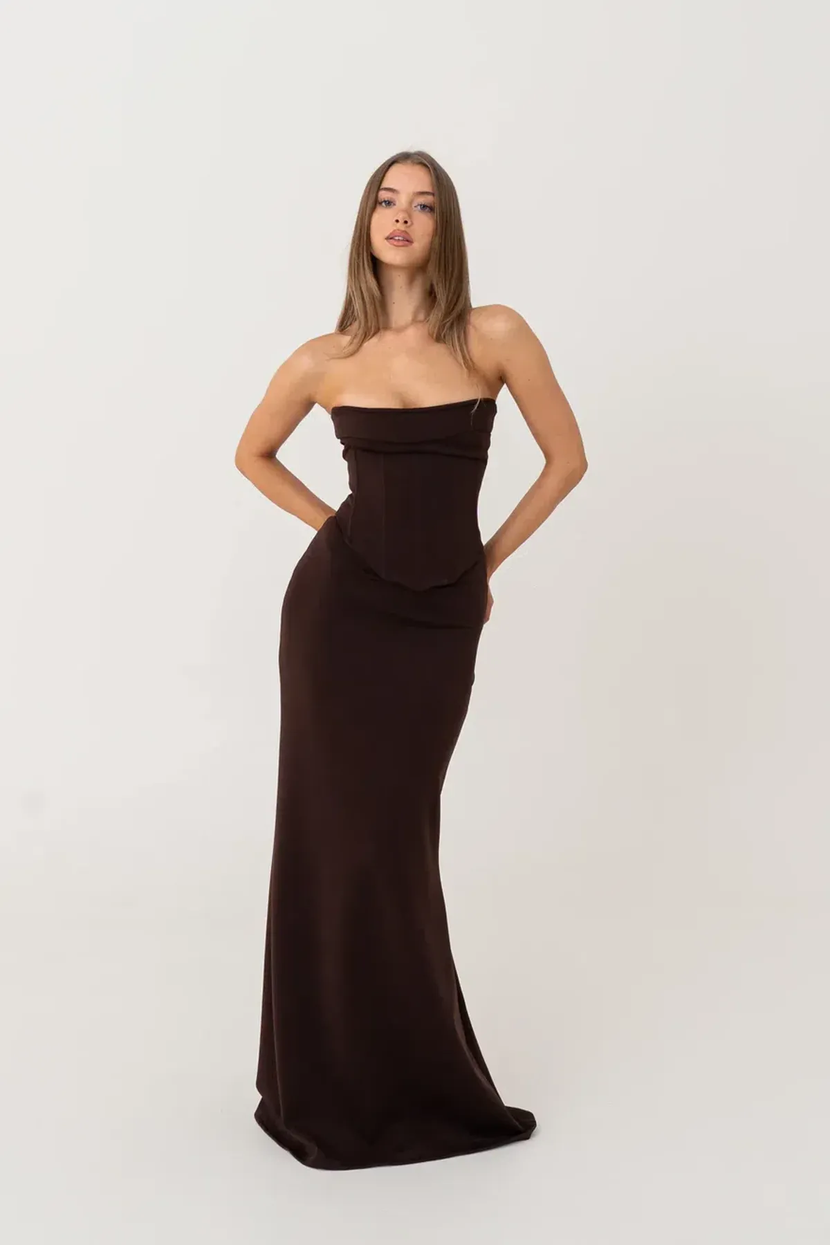 HNTR the Label Louie Maxi Gown in Brown Size S / AU 8 - Image 1