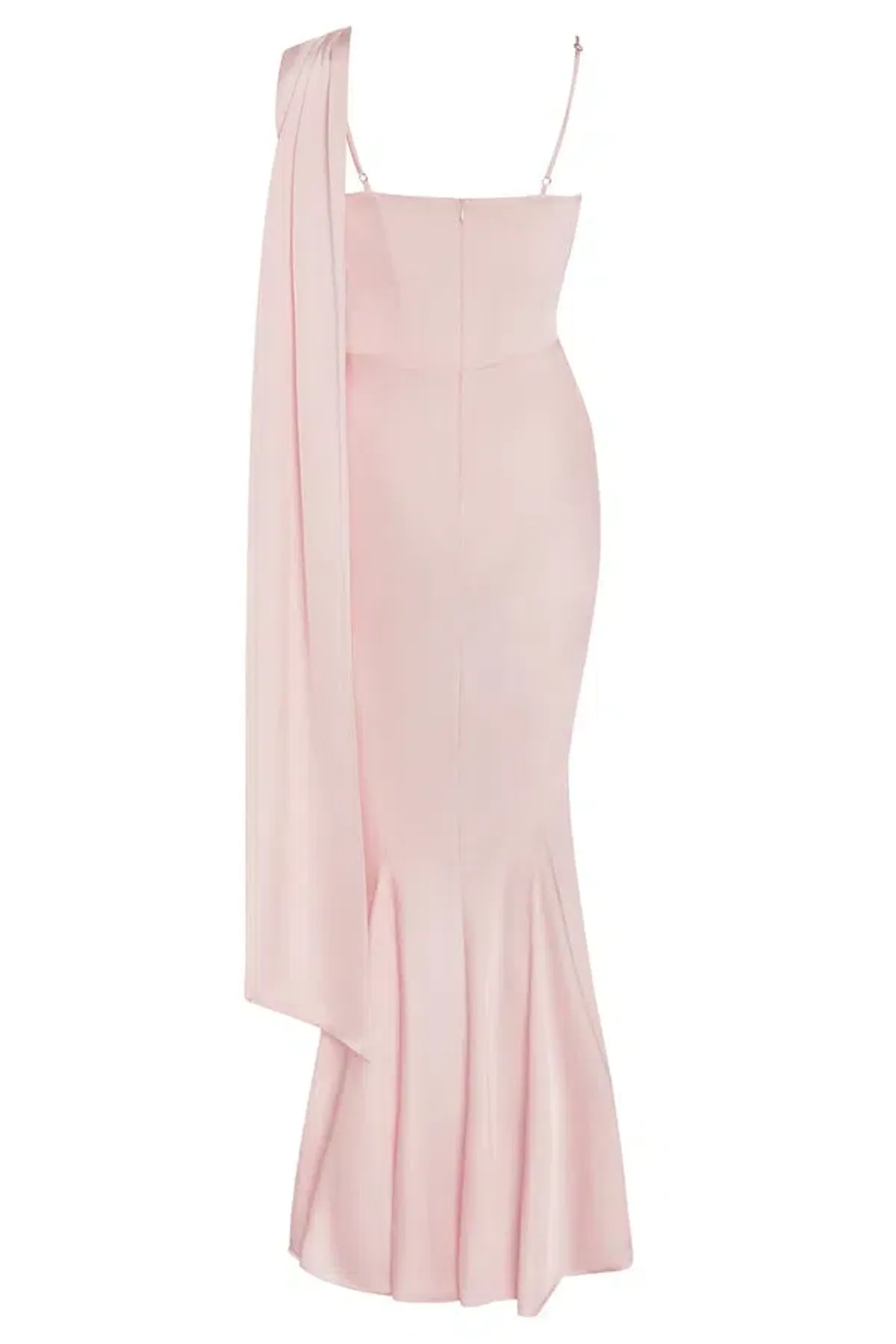 LEAU Celine Corset Drape Satin Maxi Gown Pink Size 10 - Image 6