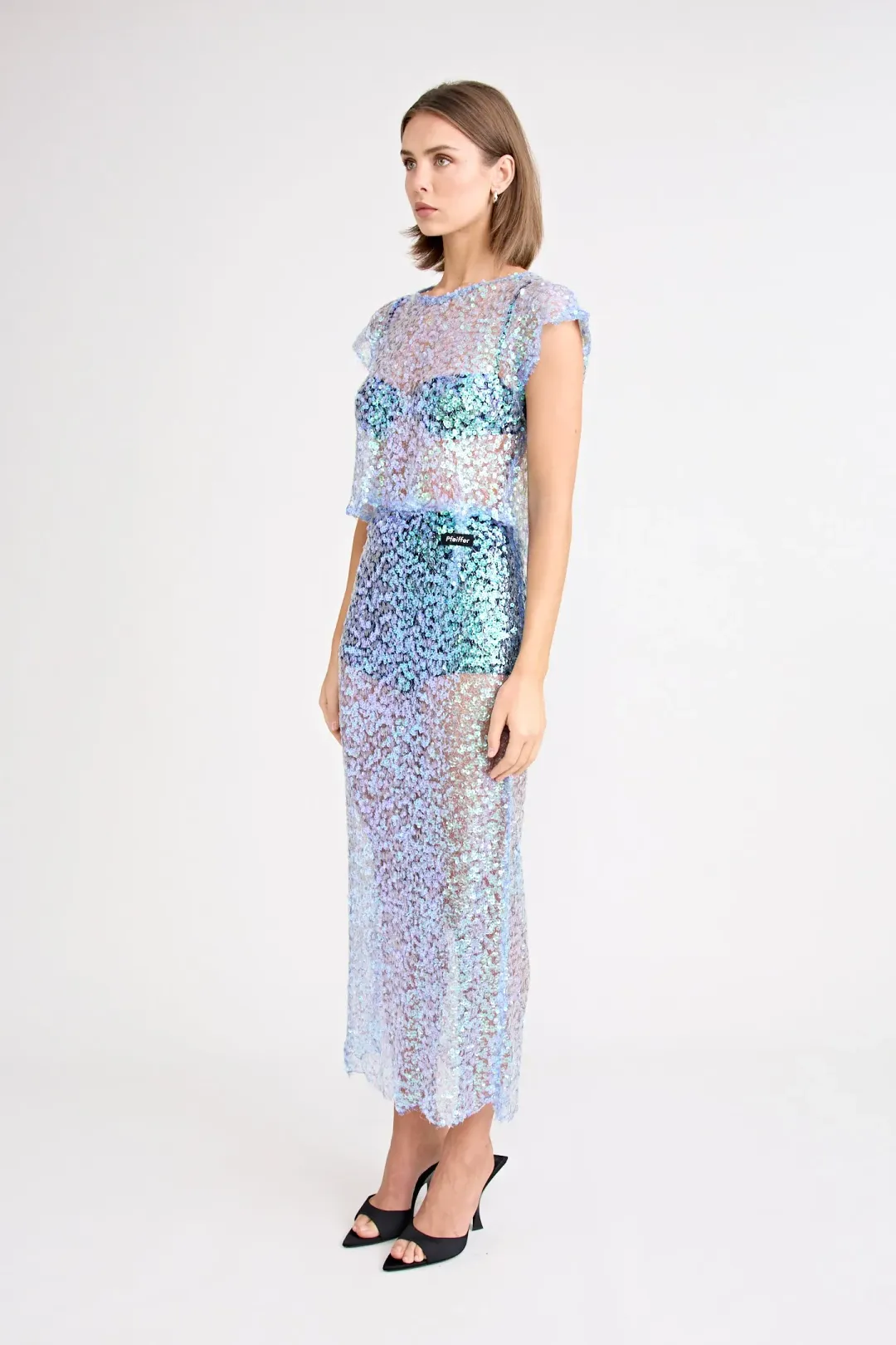 Pfeiffer Delphine Skirt in Aquamarine Sequin Size M / AU 10 for rent on The Volte - main image