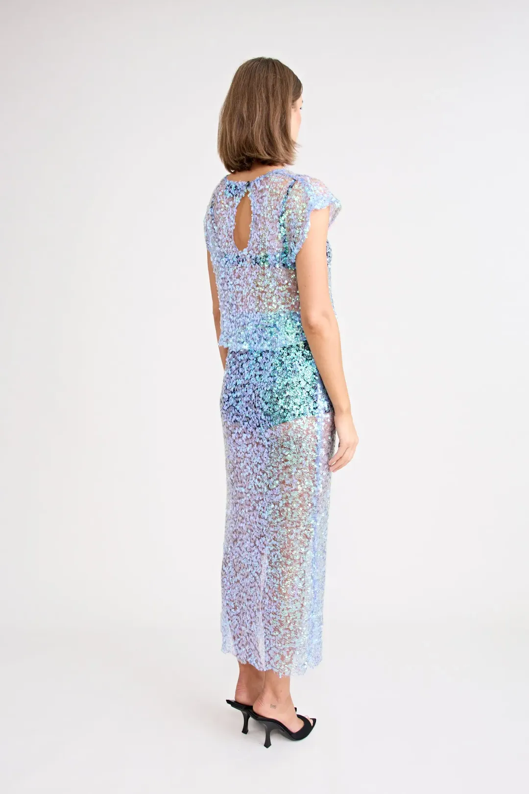 Pfeiffer Delphine Skirt in Aquamarine Sequin Size M / AU 10 for rent on The Volte - main image