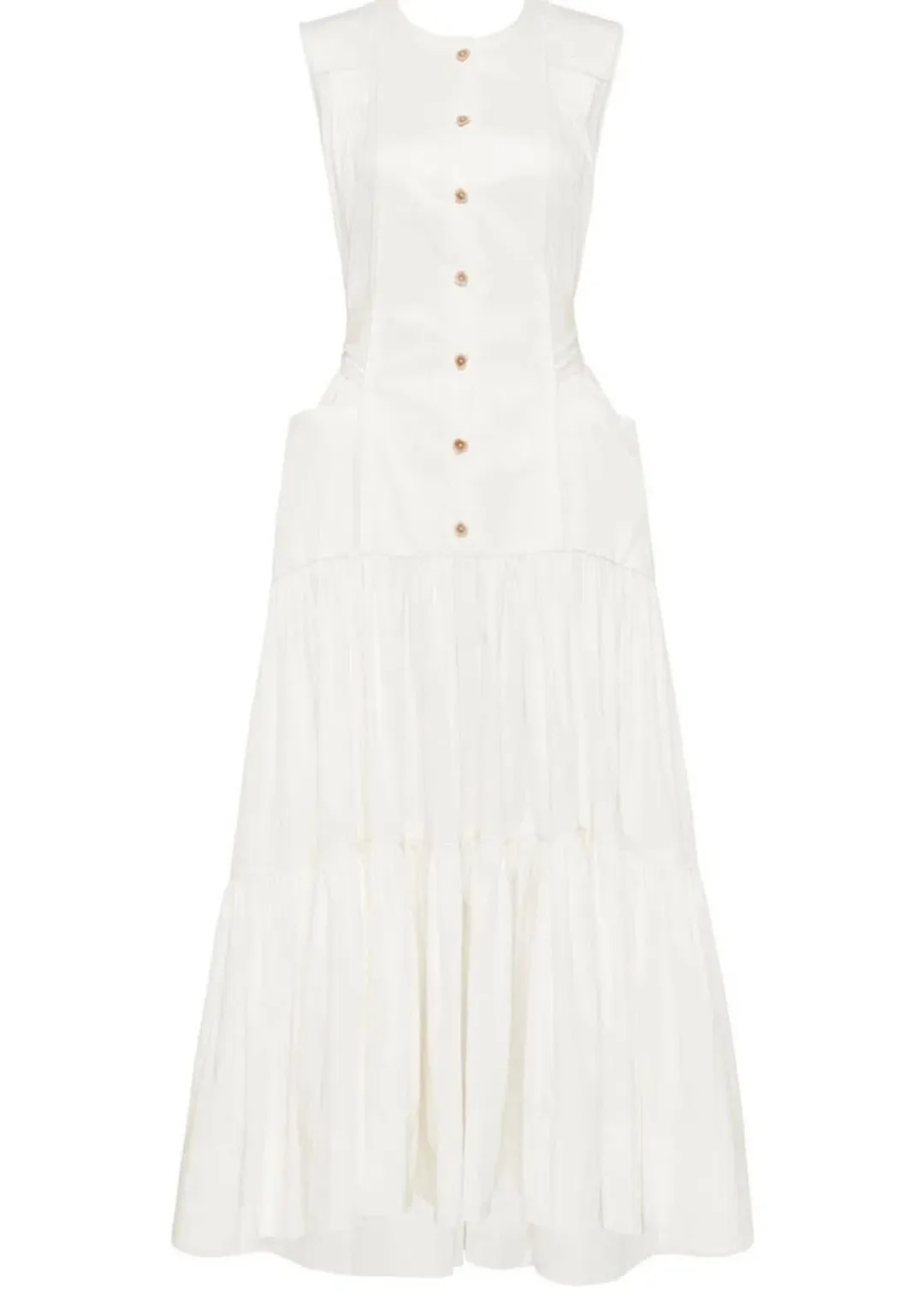 Aje The Hushed Maxi Dress White Size 8 for rent on The Volte - main image