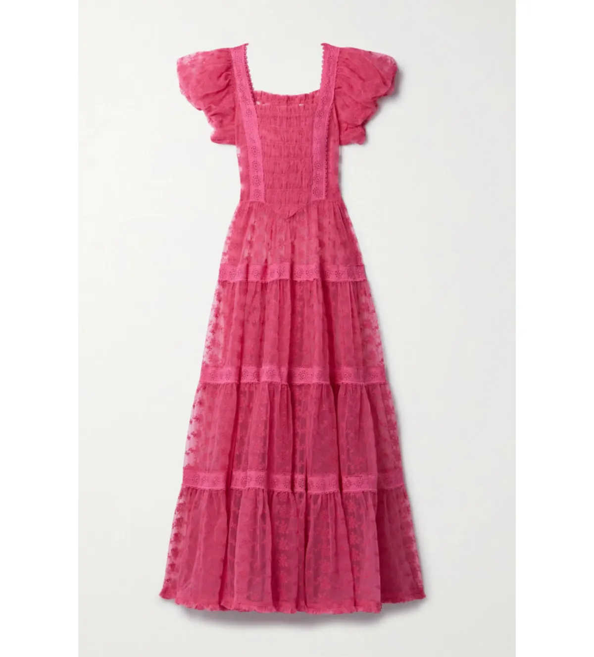 Nadette Lace-trimmed Embroidered Tulle Maxi Dress Pink Size M/AU 10 - Image 5