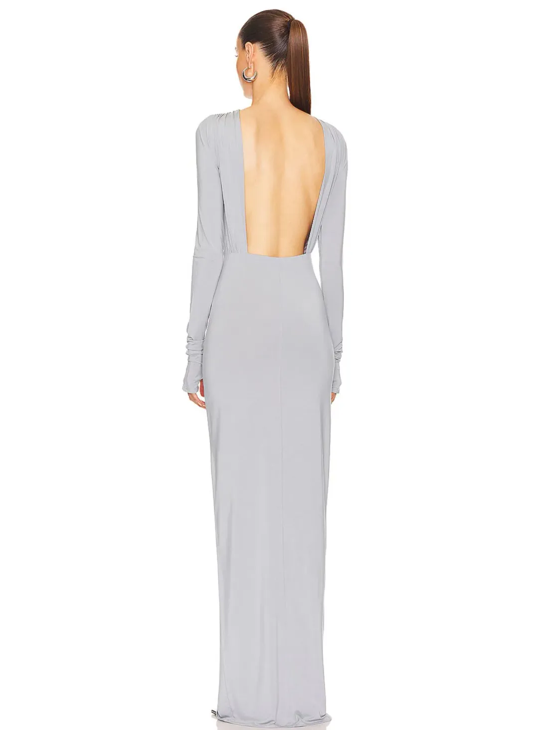 Helsa Jersey Backless Maxi Dress in Dove Grey Size 8 for rent on The Volte - main image