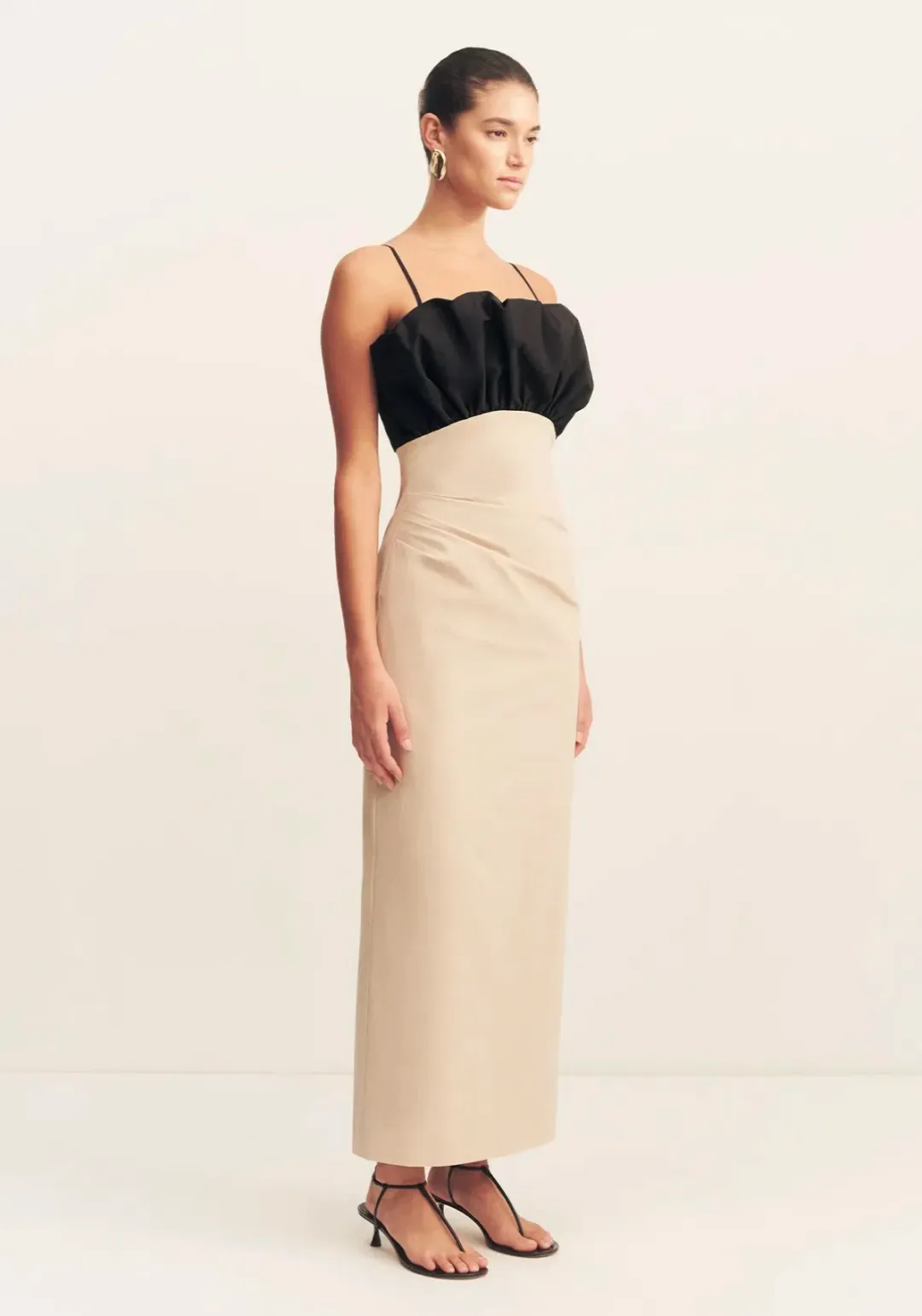 Shona Joy Campbell Bubble Bodice Midi Dress - Oat Milk size 10 for rent on The Volte - main image
