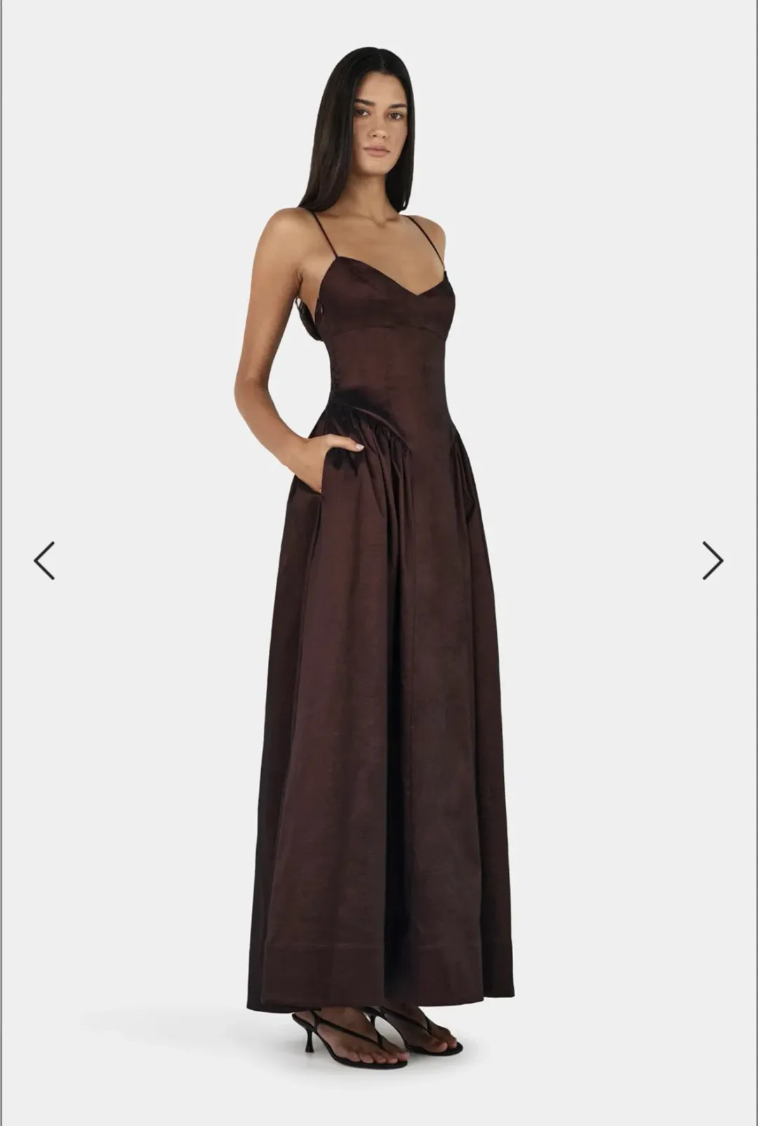 Hansen & Gretel Bellini Taffeta Gown Chocolate Size AU 8 for rent on The Volte - main image