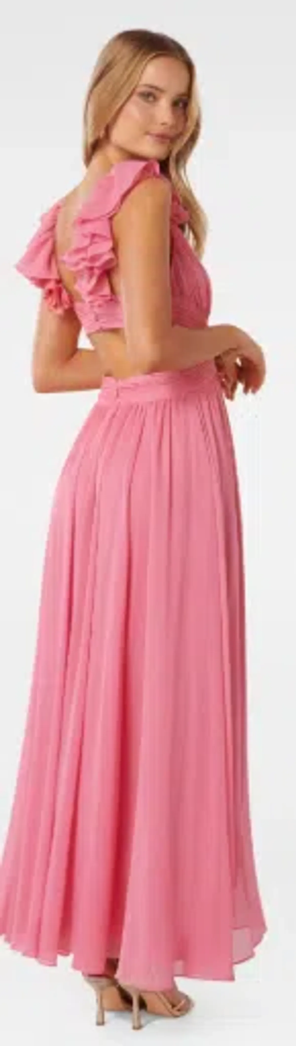 Forever New Selena Ruffle Shoulder Maxi in Pink Size 12 - Image 3