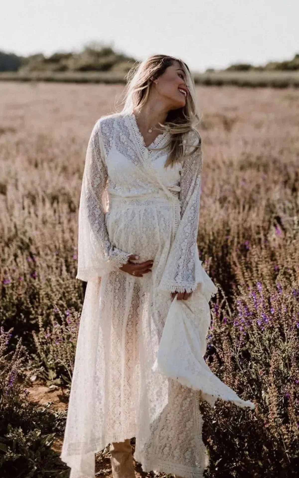 Coven & Co Boho Maternity Pirate Queen Gown Cream  Size L / AU 14 - Image 3