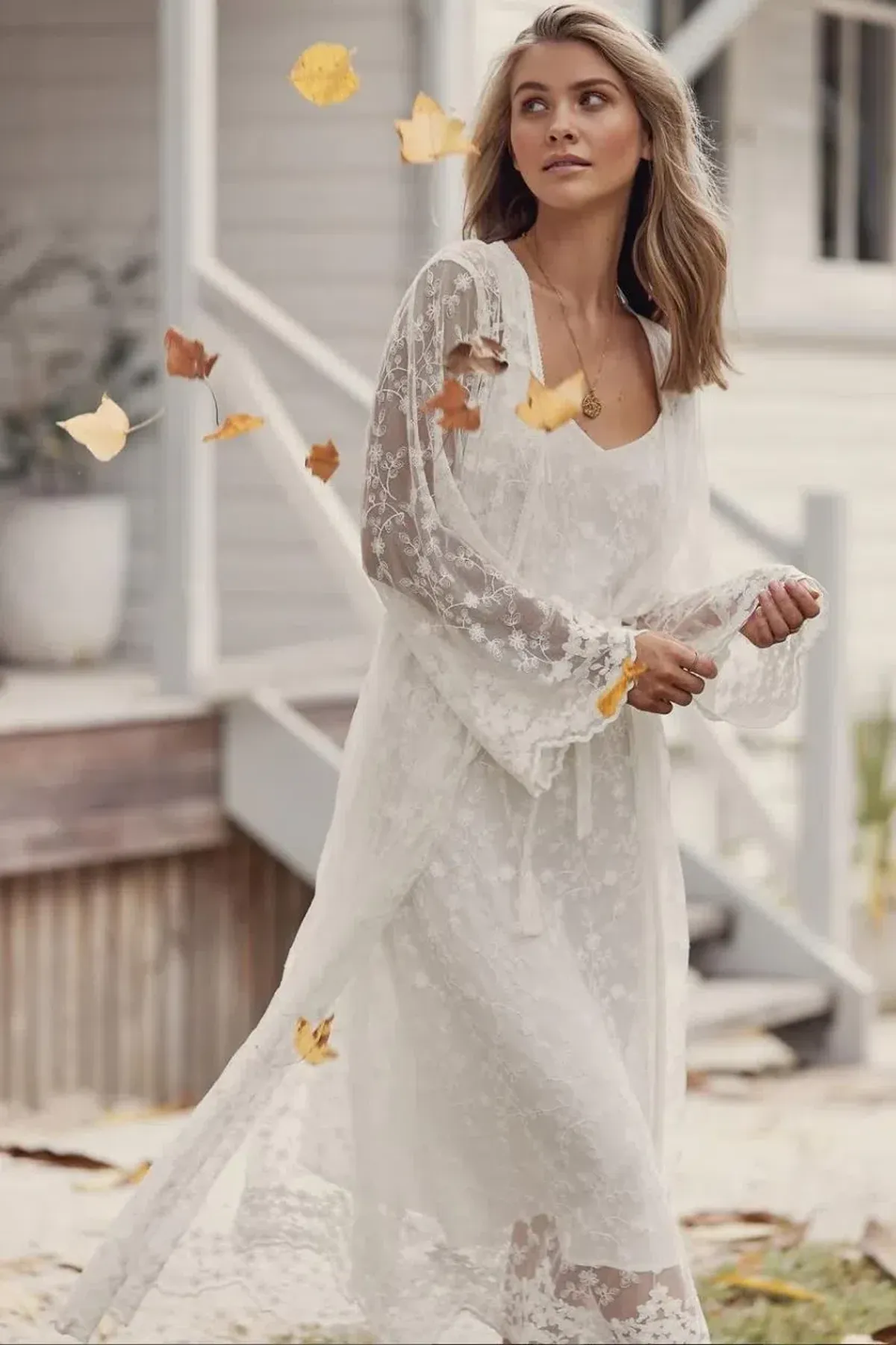 Coven & Co Boho Island Breeze Robe White Lace One Size - Image 6