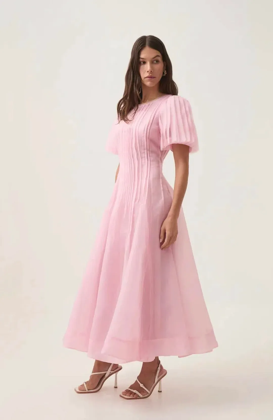 Aje / Nova Pleated Midi Dress / Chalk Pink / 8 for rent on The Volte - main image