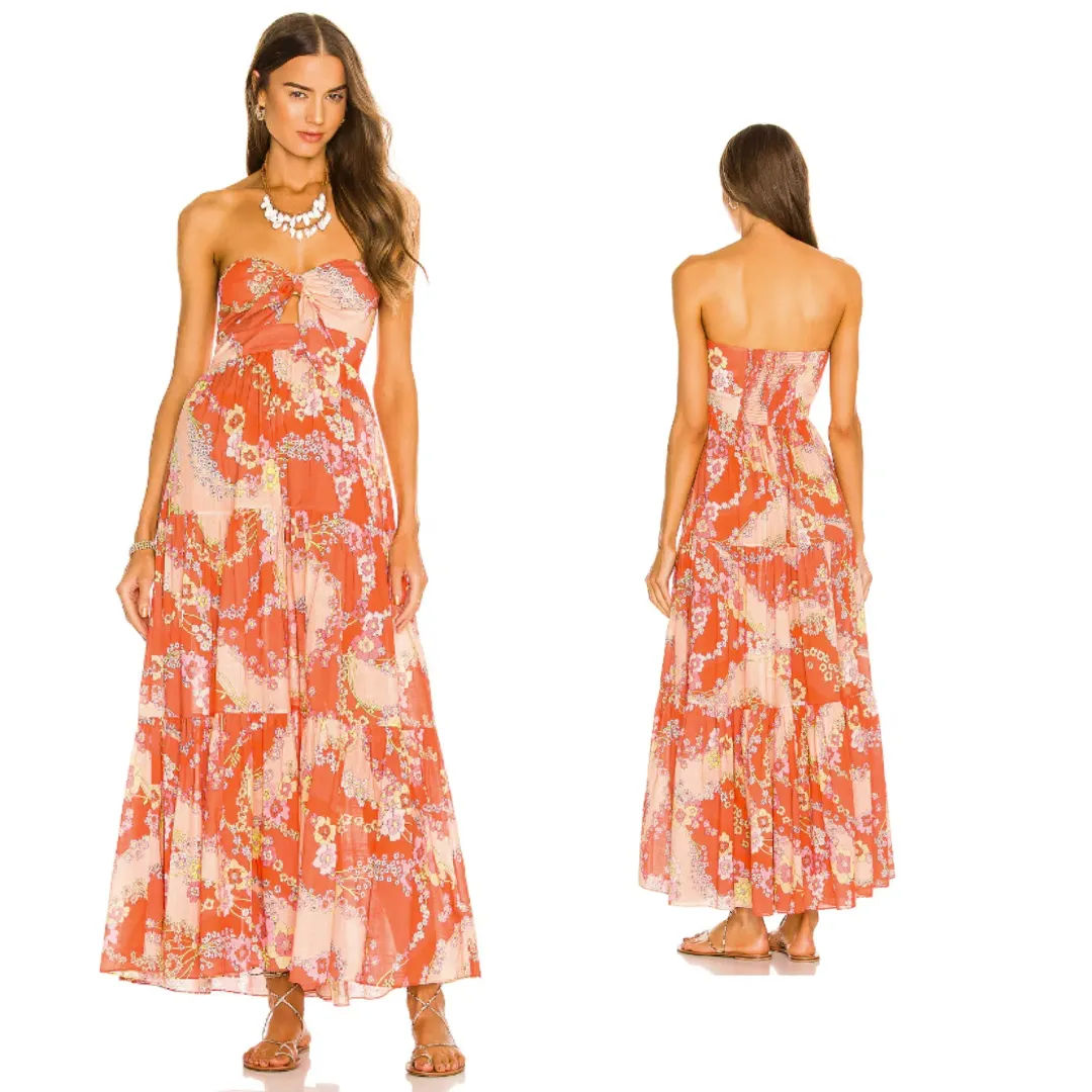 Zimmermann Lola Tie Front Midi Dress in Raspberry Floral for rent on The Volte - main image